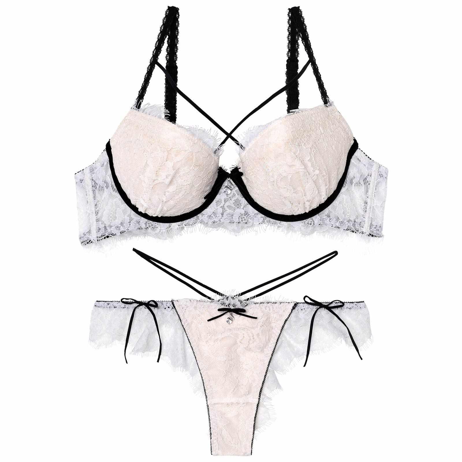 【YouTuber流那プロデュース/Lulumerry】ベロアリボンレース 盛りもっと ブラジャー&ショーツ /ホワイト