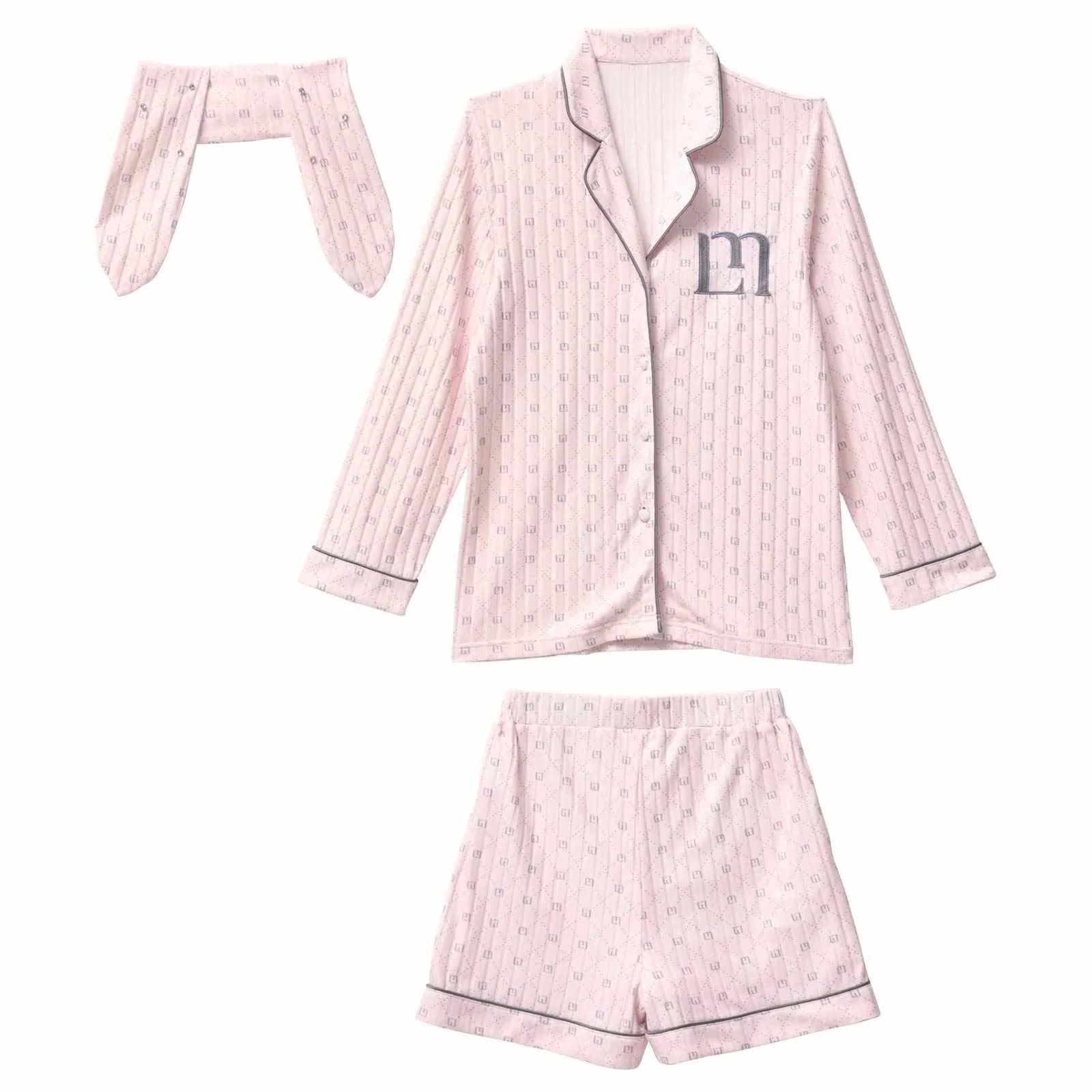 【YouTuber流那プロデュース/Lulumerry】モノグラムラビット ルームウェア レディーストップス&ショートパンツ&ヘアバンドセット / ピンクラビット(PINK)