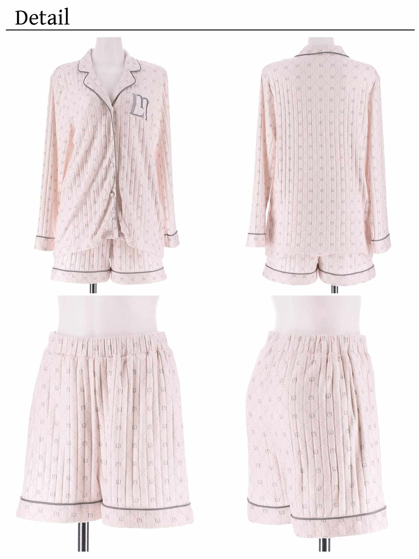 【YouTuber流那プロデュース/Lulumerry】モノグラムラビット ルームウェア レディーストップス&ショートパンツ&ヘアバンドセット / ピンクラビット(PINK)