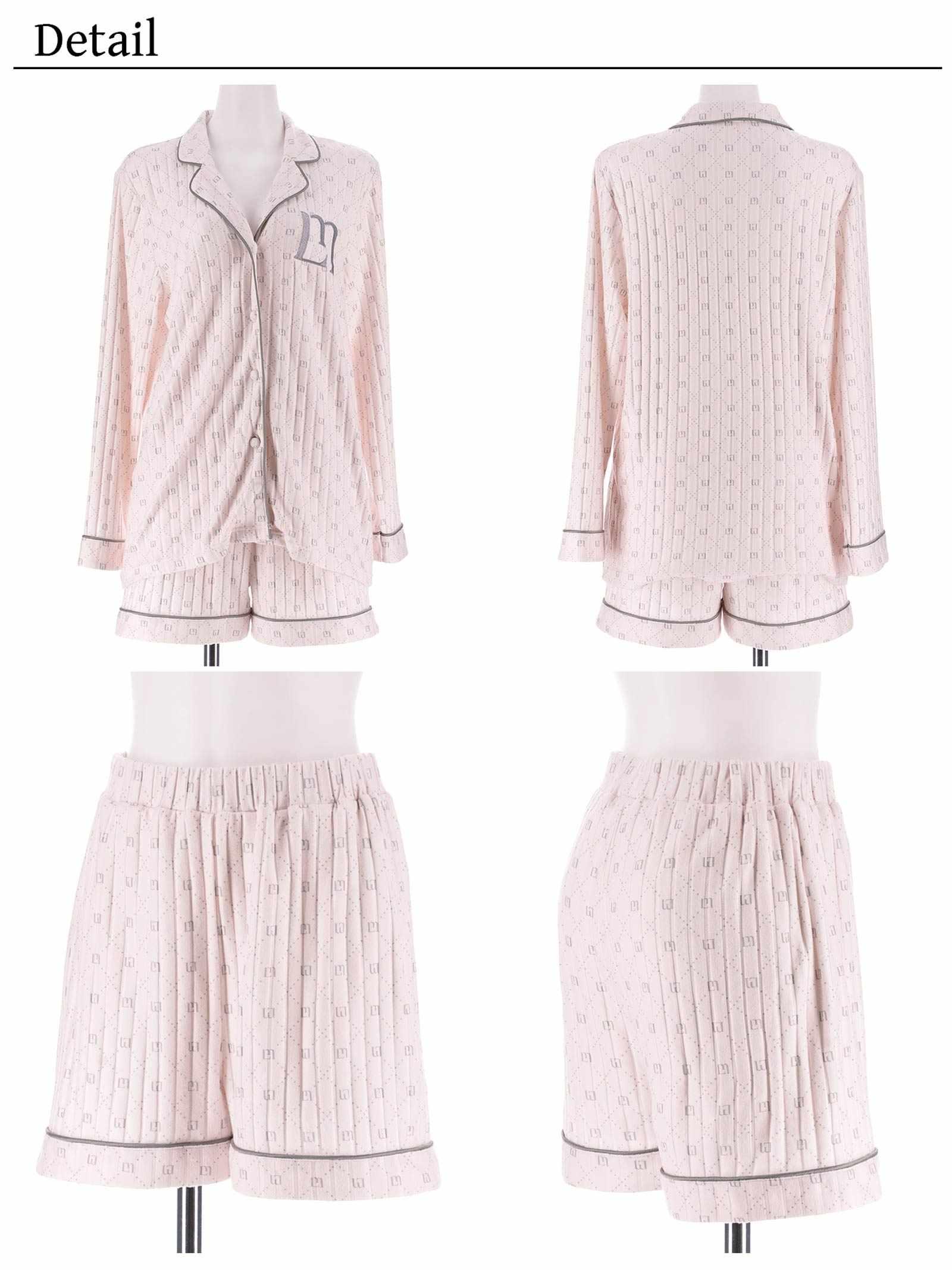 【YouTuber流那プロデュース/Lulumerry】モノグラムラビット ルームウェア レディーストップス&ショートパンツ&ヘアバンドセット / ピンクラビット(PINK)