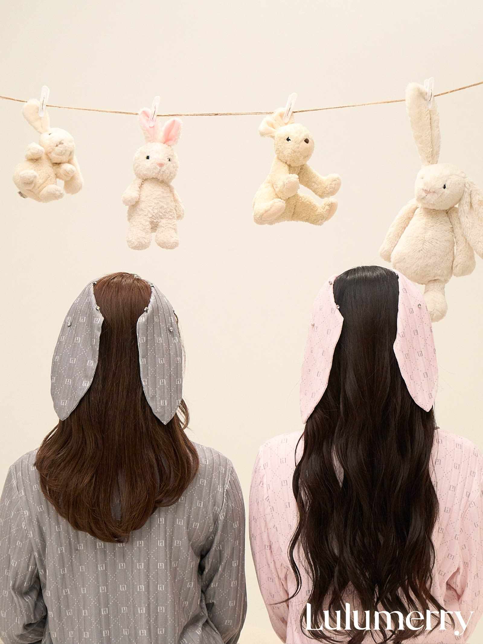 【YouTuber流那プロデュース/Lulumerry】モノグラムラビット ルームウェア レディーストップス&ショートパンツ&ヘアバンドセット /グレーラビット(GRAY)