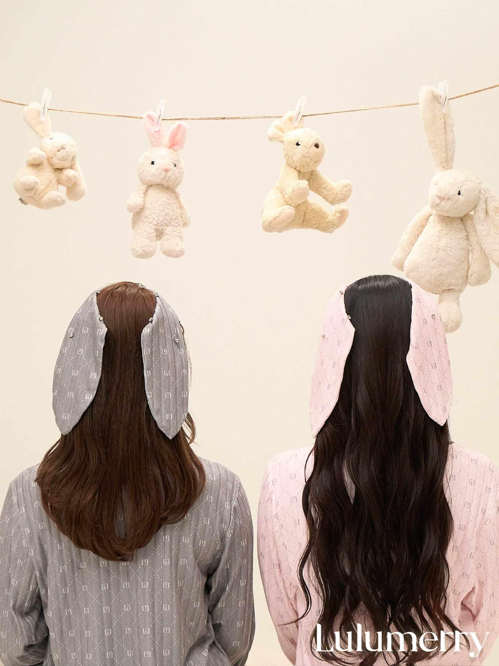 【YouTuber流那プロデュース/Lulumerry】モノグラムラビット ルームウェア レディーストップス&ショートパンツ&ヘアバンドセット /グレーラビット(GRAY)