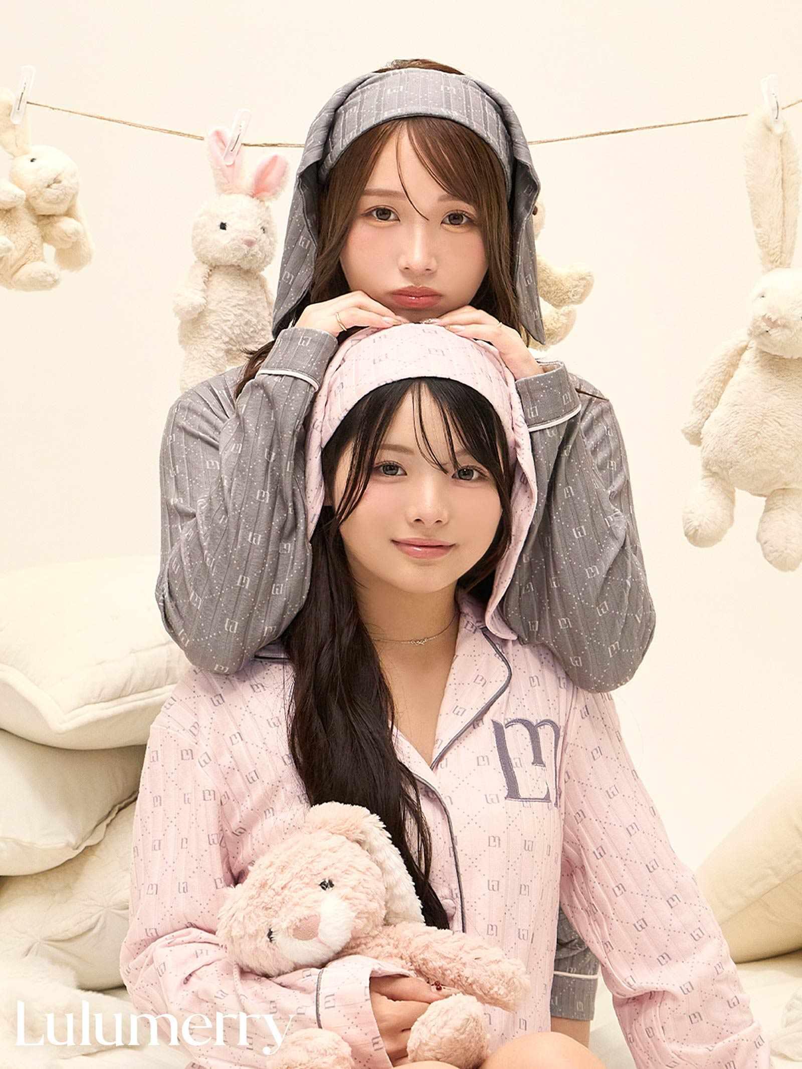 【YouTuber流那プロデュース/Lulumerry】モノグラムラビット ルームウェア レディーストップス&ショートパンツ&ヘアバンドセット /グレーラビット(GRAY)
