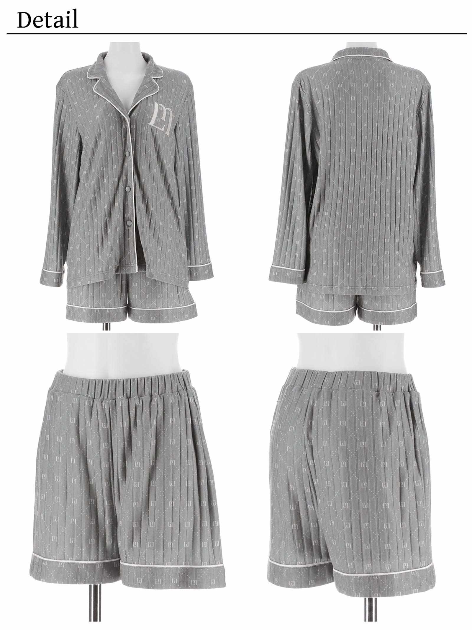 【YouTuber流那プロデュース/Lulumerry】モノグラムラビット ルームウェア レディーストップス&ショートパンツ&ヘアバンドセット /グレーラビット(GRAY)