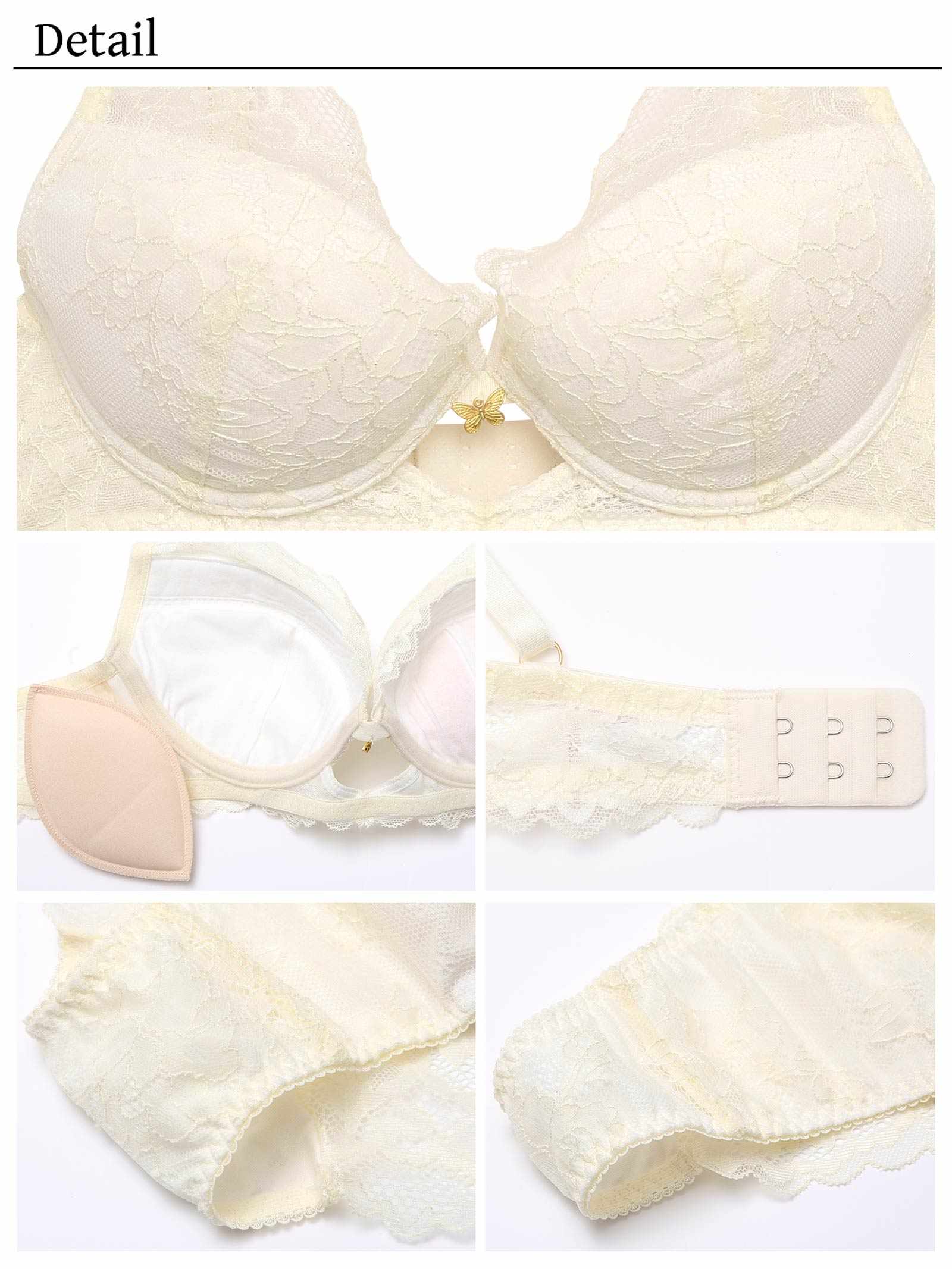 【YouTuber流那プロデュース/Lulumerry】パピヨンチャーム 盛りもっと ブラジャー&ショーツ / アイボリー - 【公式】247Lingerie