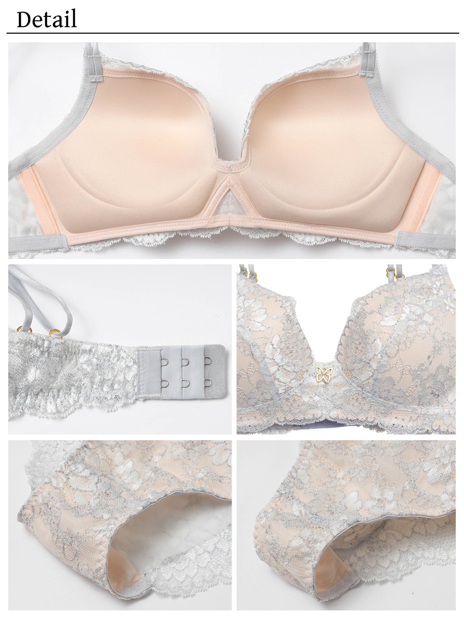 【YouTuber流那プロデュース/Lulumerry】カジュアルコード まんま”るな” ブラジャー&ショーツ / ホワイトグレー