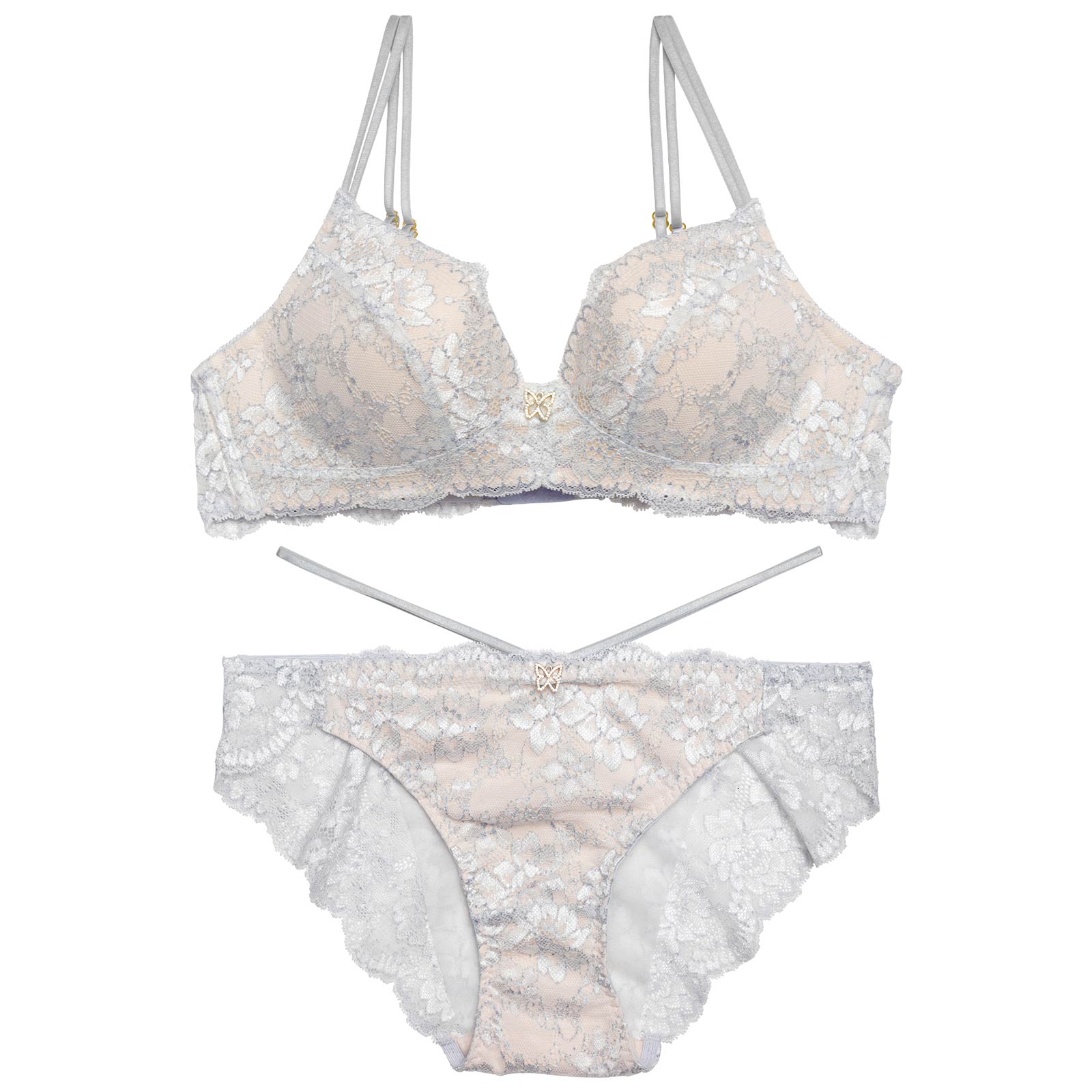 【YouTuber流那プロデュース/Lulumerry】カジュアルコード まんま”るな” ブラジャー&ショーツ / ホワイトグレー