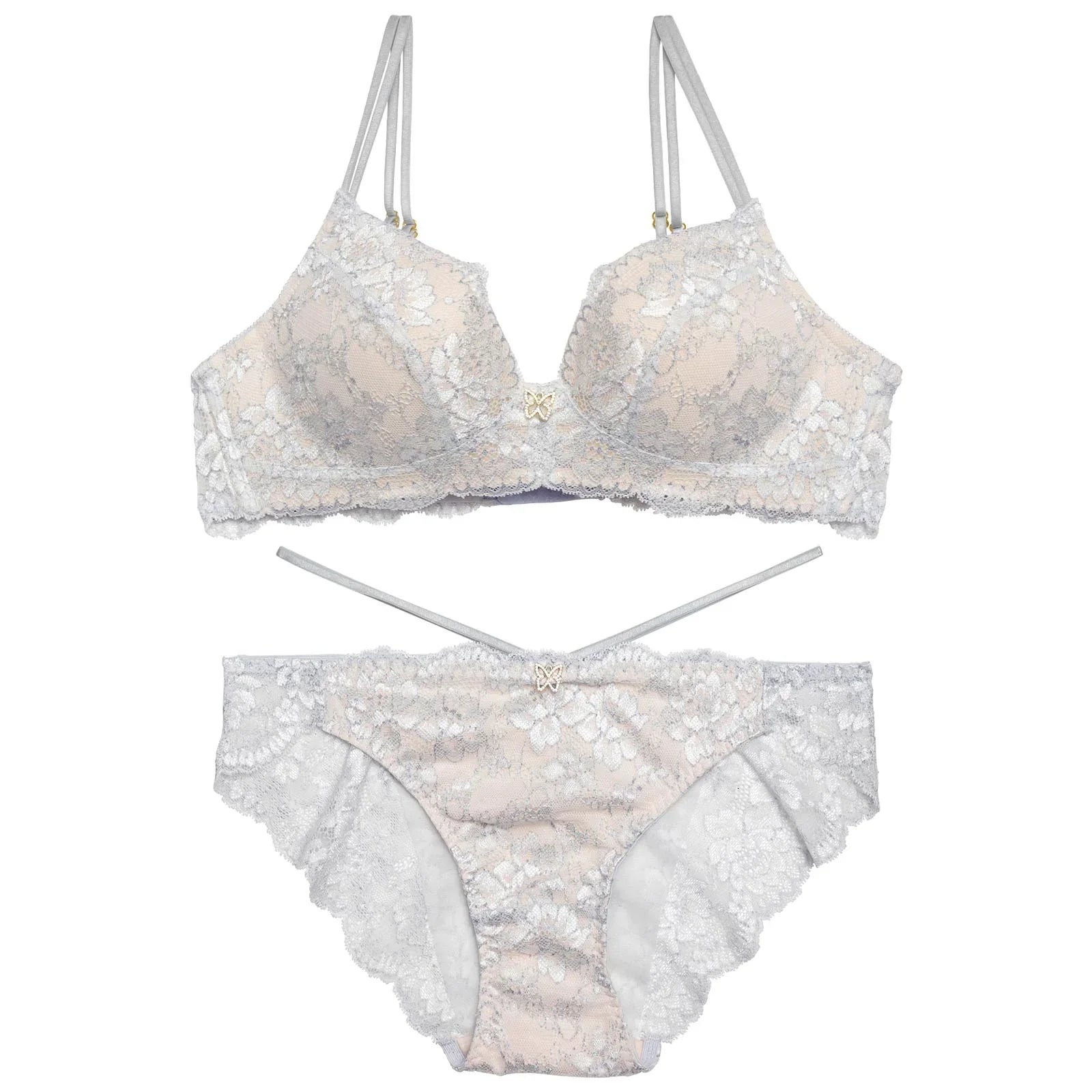 【YouTuber流那プロデュース/Lulumerry】カジュアルコード まんま”るな” ブラジャー&ショーツ / ホワイトグレー - 【公式】247Lingerie