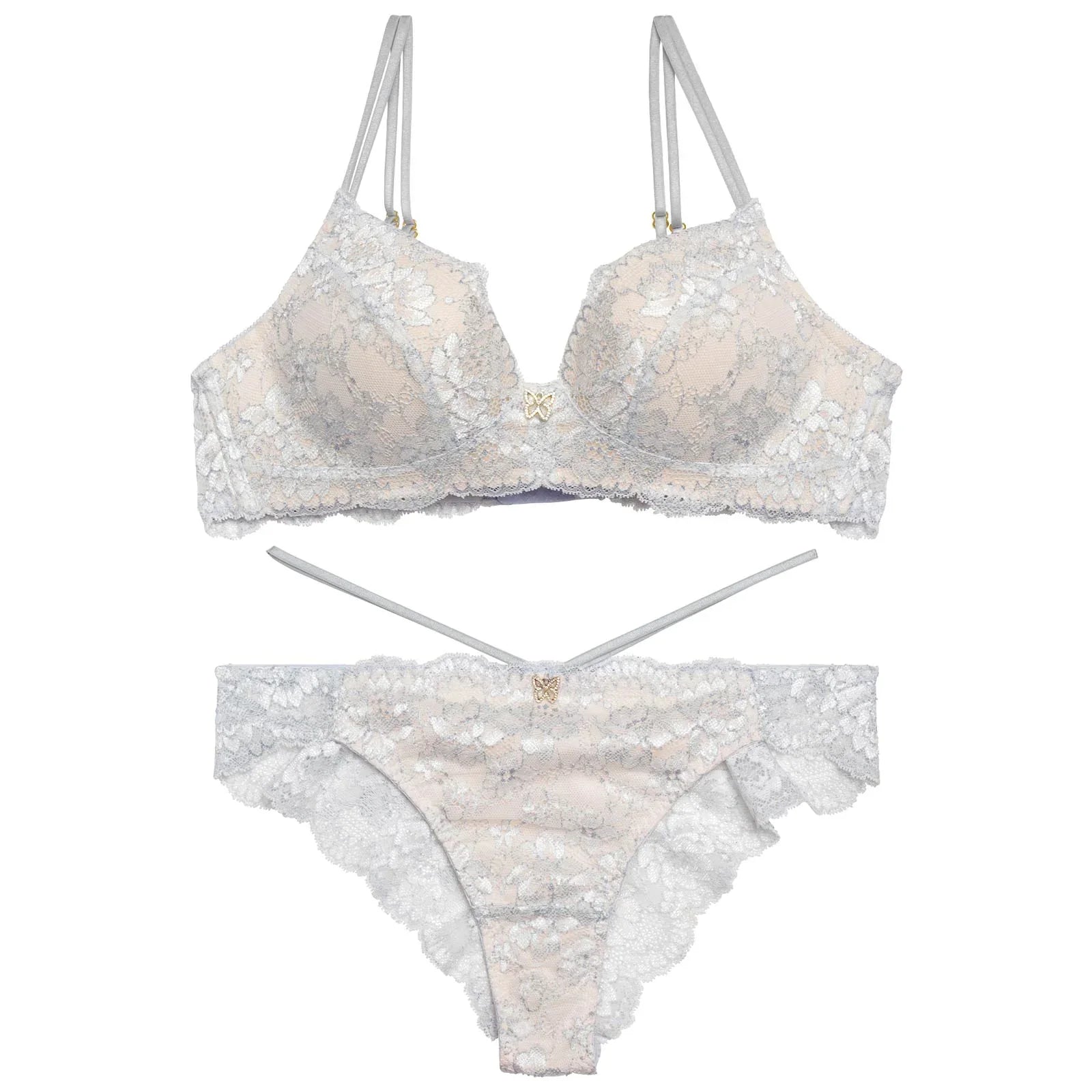 【YouTuber流那プロデュース/Lulumerry】カジュアルコード まんま”るな” ブラジャー&ショーツ / ホワイトグレー - 【公式】247Lingerie