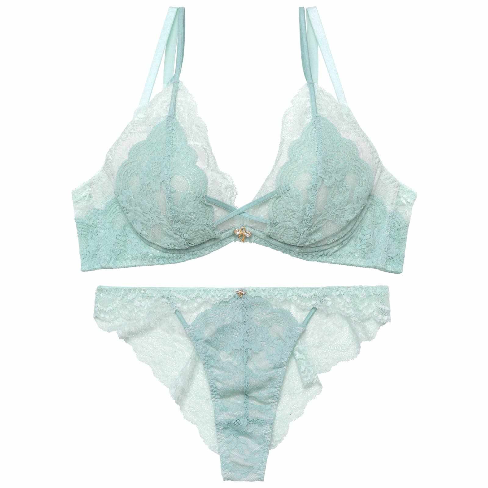 【YouTuber流那プロデュース/Lulumerry】レイヤードレース 盛りもっと ブラジャー&ショーツ /ミント - 【公式】247Lingerie