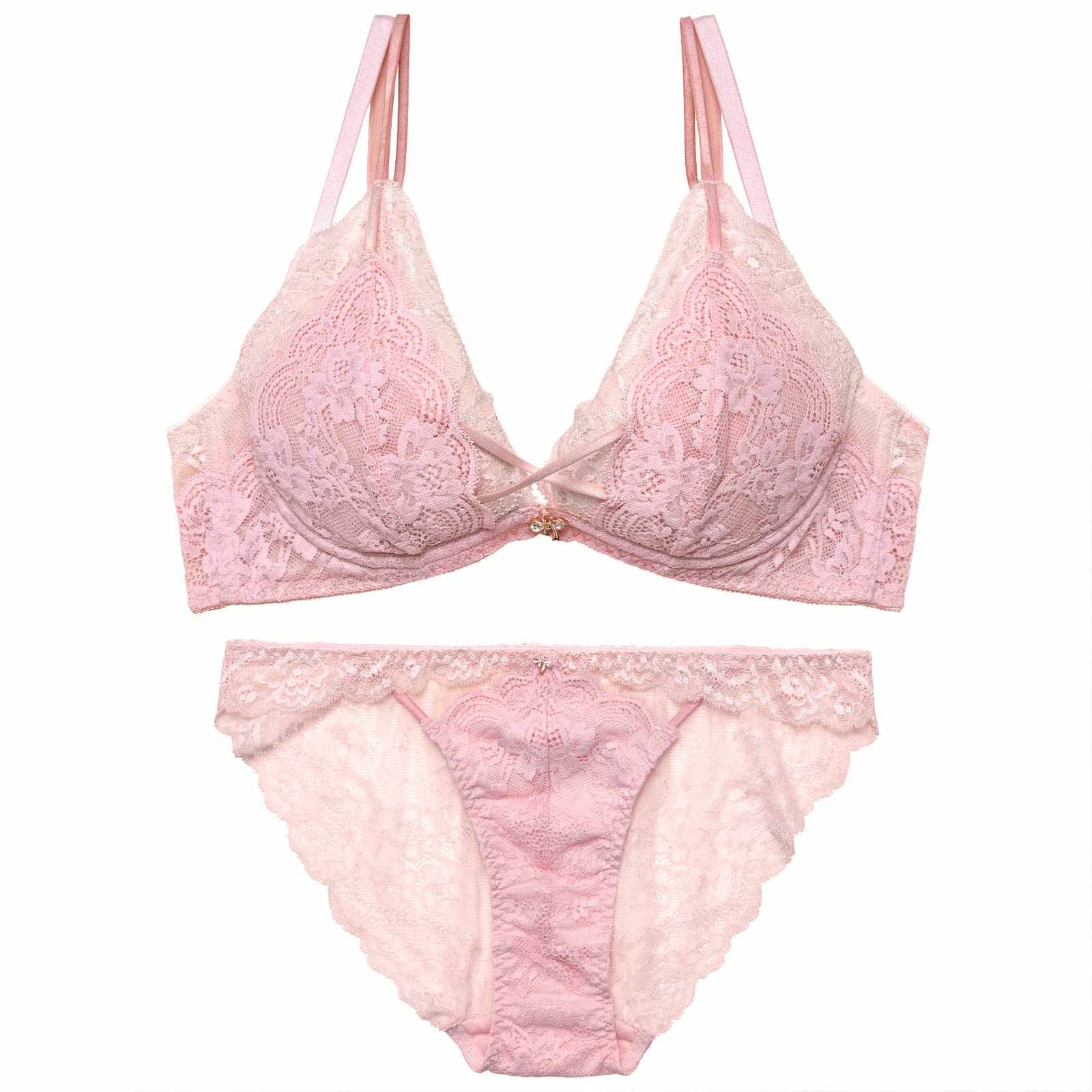 【YouTuber流那プロデュース/Lulumerry】レイヤードレース 盛りもっと ブラジャー&ショーツ /ピンク - 【公式】247Lingerie