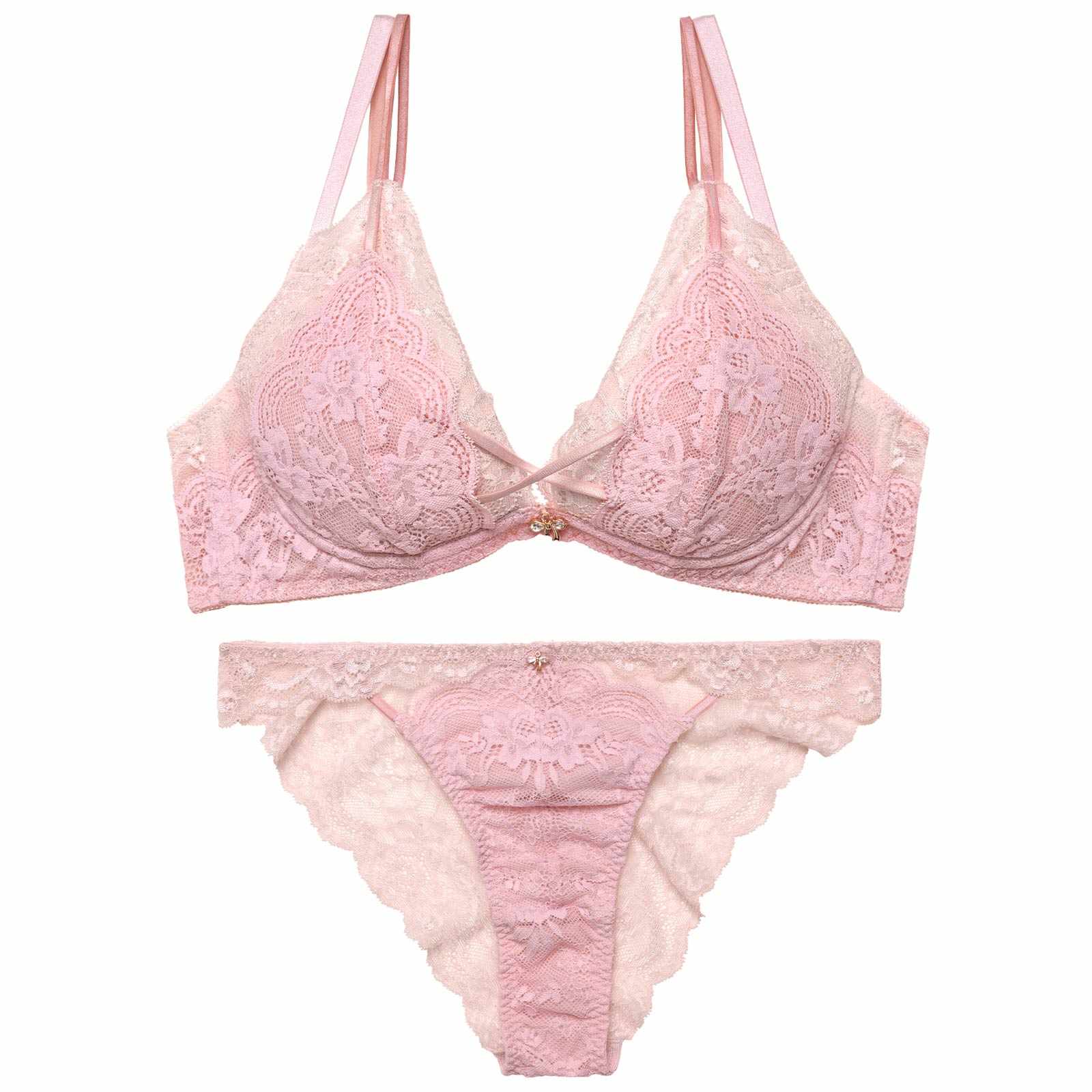 【YouTuber流那プロデュース/Lulumerry】レイヤードレース 盛りもっと ブラジャー&ショーツ /ピンク - 【公式】247Lingerie