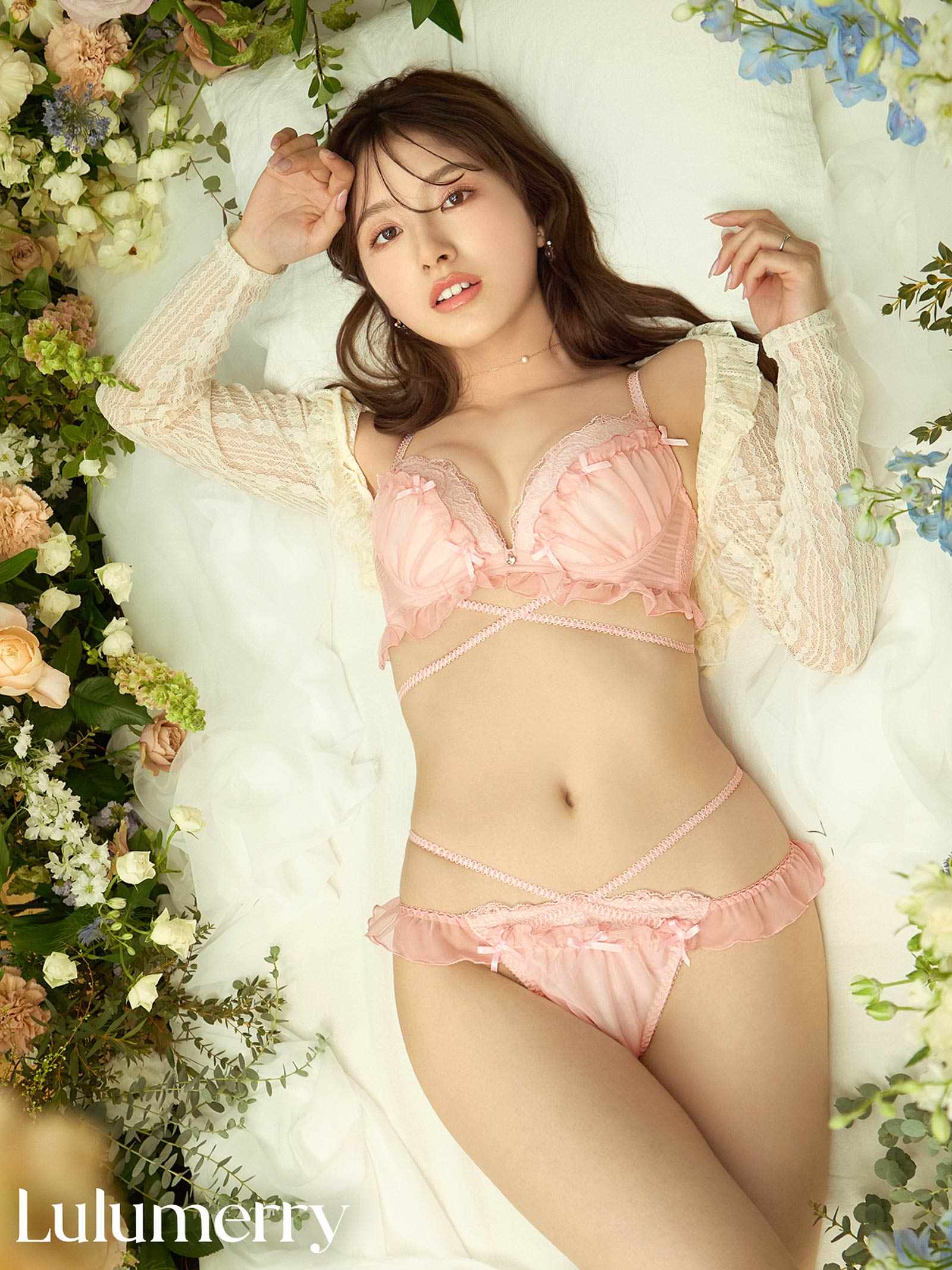 【YouTuberるなプロデュース/Lulumerry】エンジェルフリル 盛りもっと ブラジャー&ショーツ /ピンク
