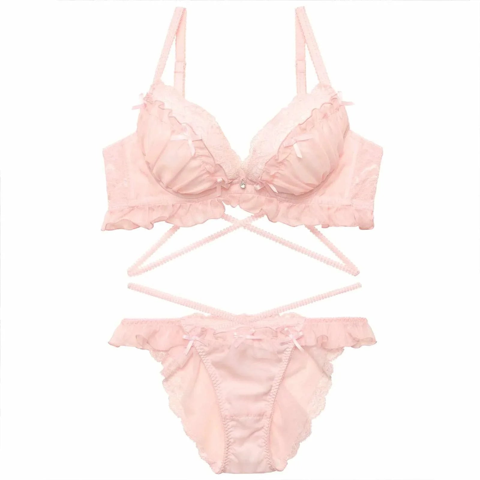 【YouTuber流那プロデュース/Lulumerry】エンジェルフリル 盛りもっと ブラジャー&ショーツ /ピンク - 【公式】247Lingerie