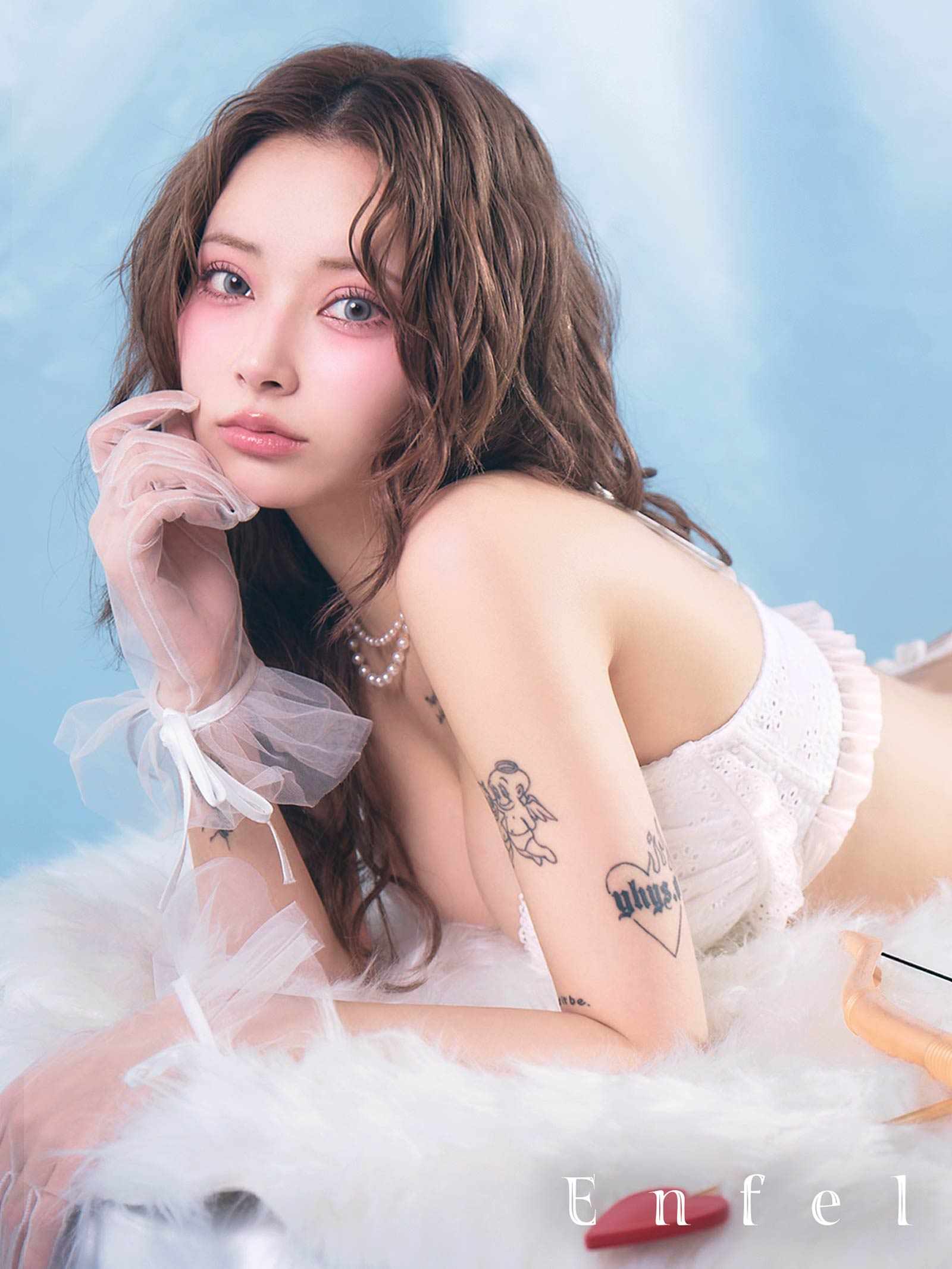 8/5新作!【ぴょな(PyunA.)プロデュース/Enfel】コットンレースエンジェル ブラジャー&ショーツ