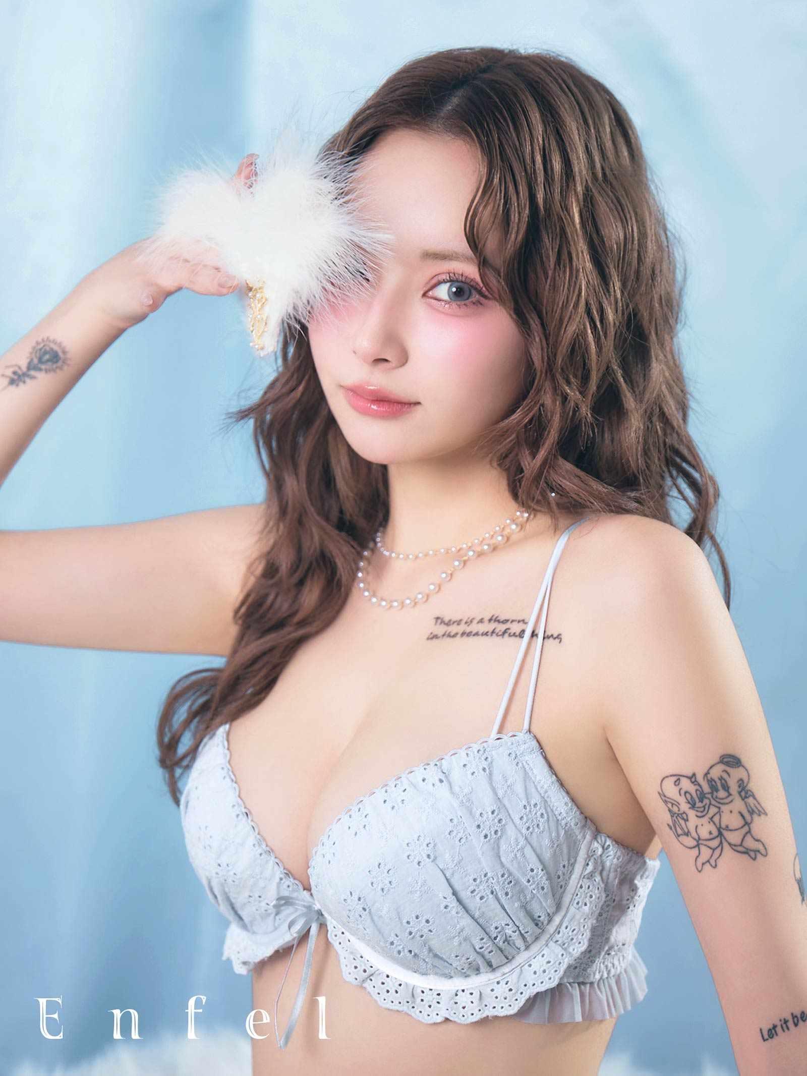 8/5新作!【ぴょな(PyunA.)プロデュース/Enfel】コットンレースエンジェル ブラジャー&Tバック