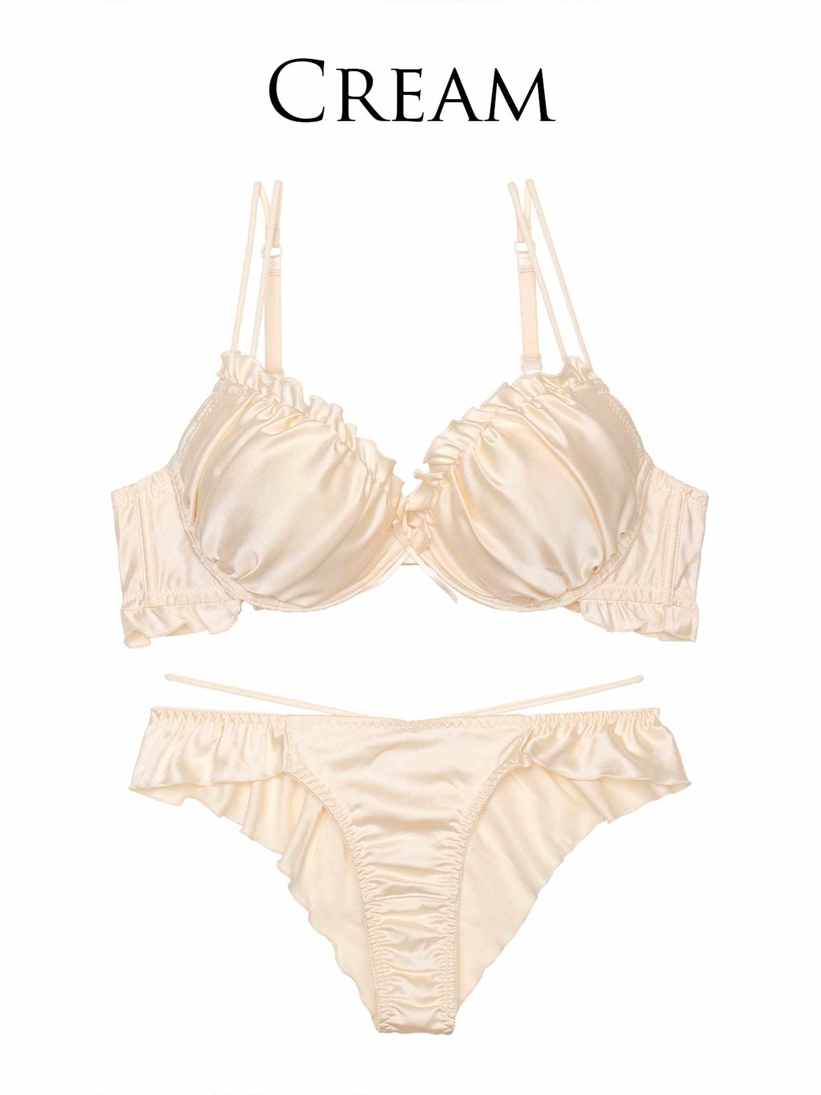 8/5新作!【ぴょな(PyunA.)プロデュース/Enfel】サテンフリルエンジェル ブラジャー&ショーツ