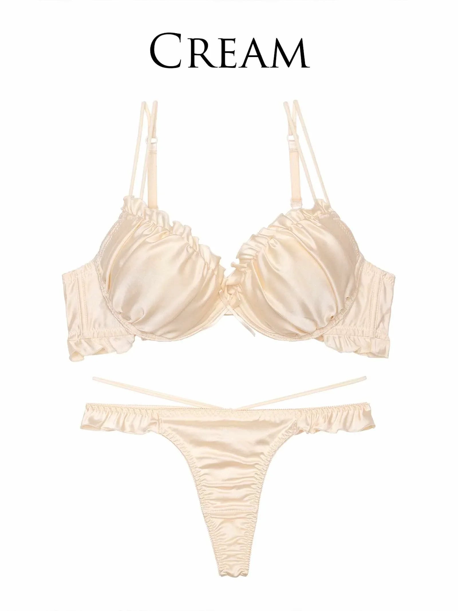 8/5新作!【ぴょな(PyunA.)プロデュース/Enfel】サテンフリルエンジェル ブラジャー&Tバック