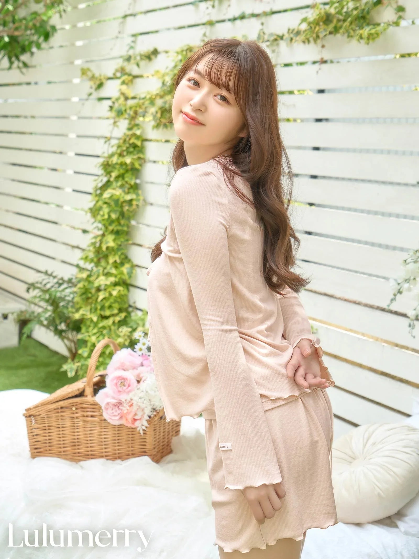 【YouTuber流那プロデュース/Lulumerry】ソフトリブワンマイル ルームウェア カーディガン&タンクトップ&ショートパンツセット / アイボリー