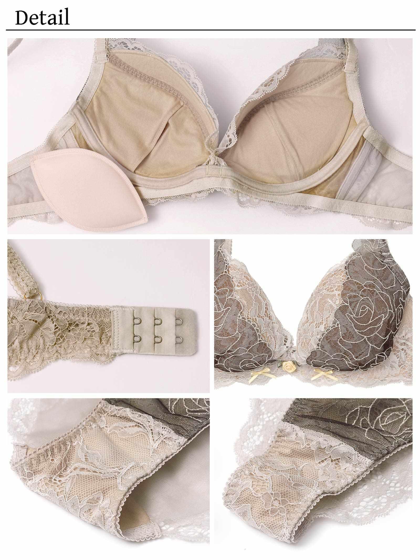 【YouTuberるなプロデュース/Lulumerry】ラメローズリボン 盛りもっと ブラジャー&ショーツ /ブラウン