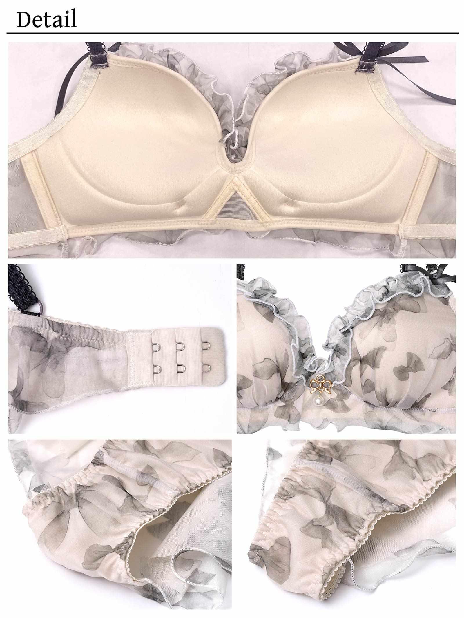 【ばんばんざい るなプロデュース/Lulumerry】リボンプリントフリル まんま”るな” ブラジャー&ショーツ / アイボリー