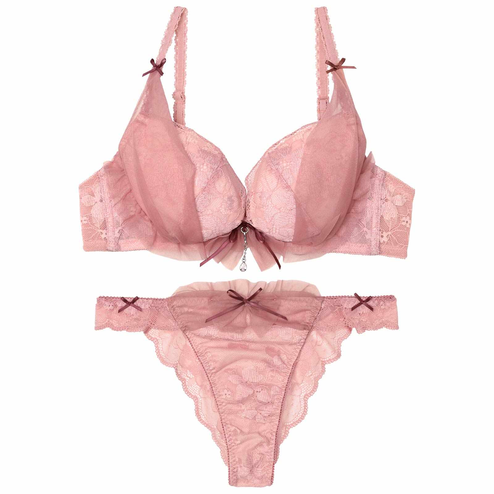 【YouTuber流那プロデュース/Lulumerry】レイヤーシフォンリボン 盛りもっと ブラジャー&ショーツ /ピンク