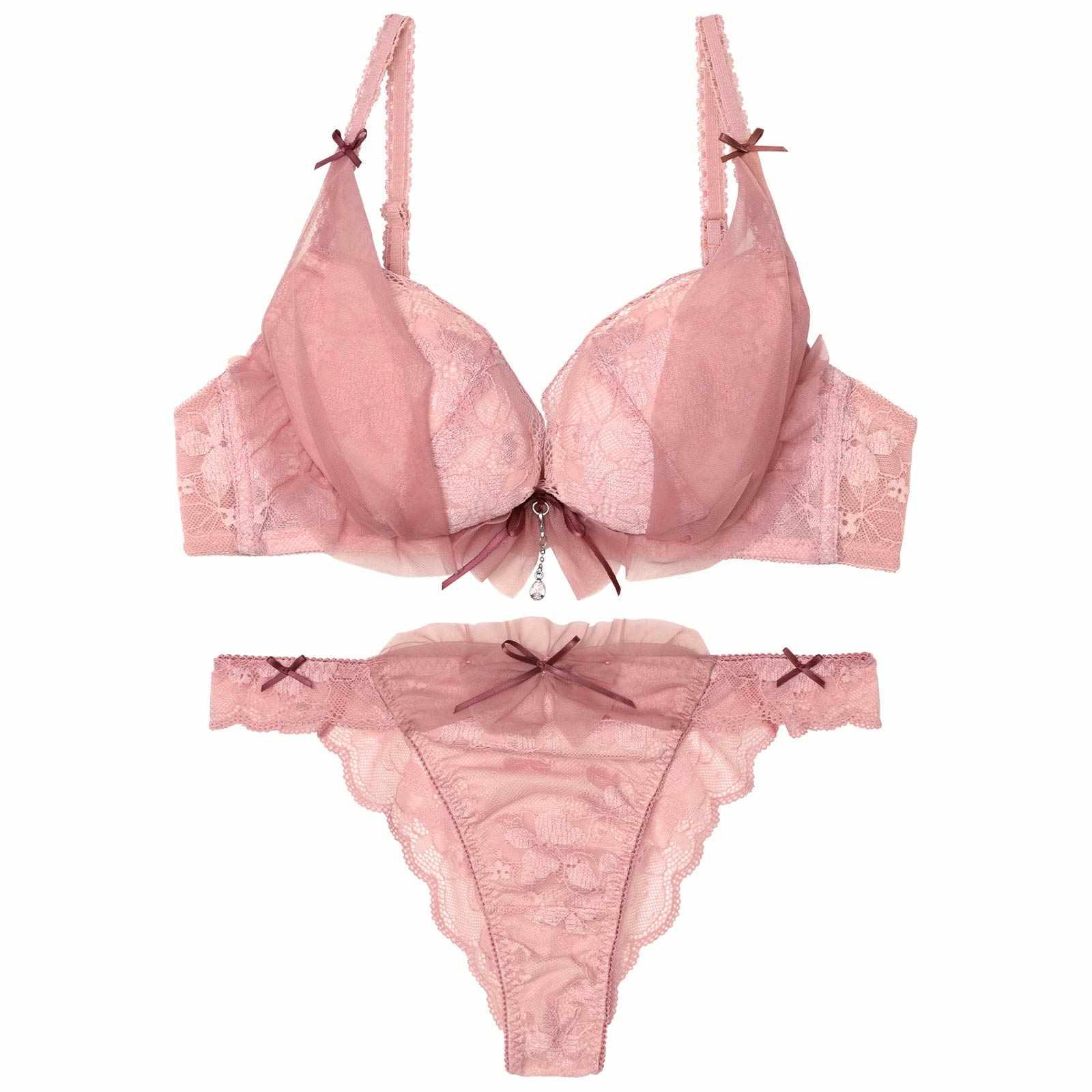 【YouTuber流那プロデュース/Lulumerry】レイヤーシフォンリボン 盛りもっと ブラジャー&ショーツ /ピンク