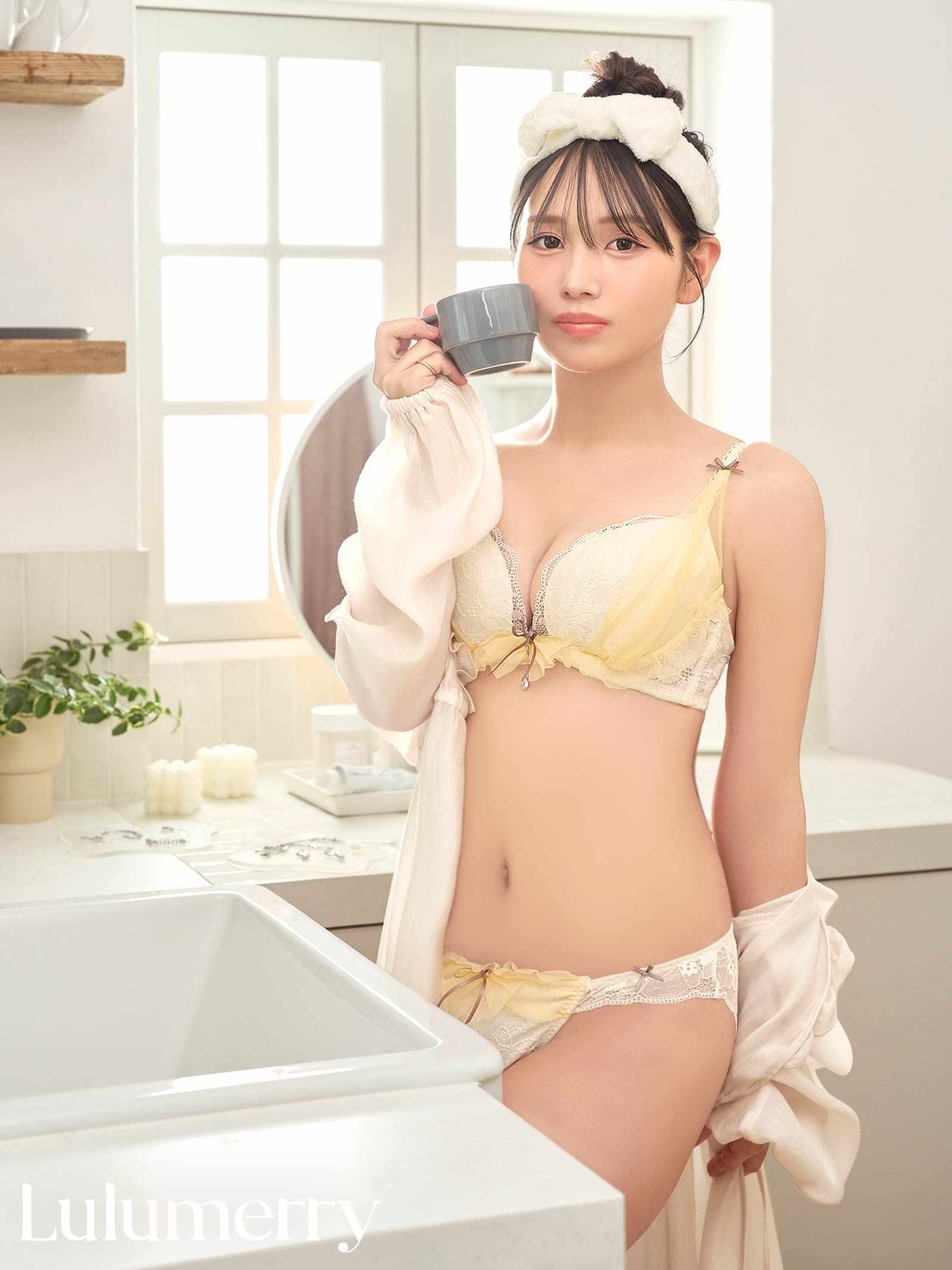 【YouTuberるなプロデュース/Lulumerry】レイヤーシフォンリボン 盛りもっと ブラジャー&ショーツ /アイボリー