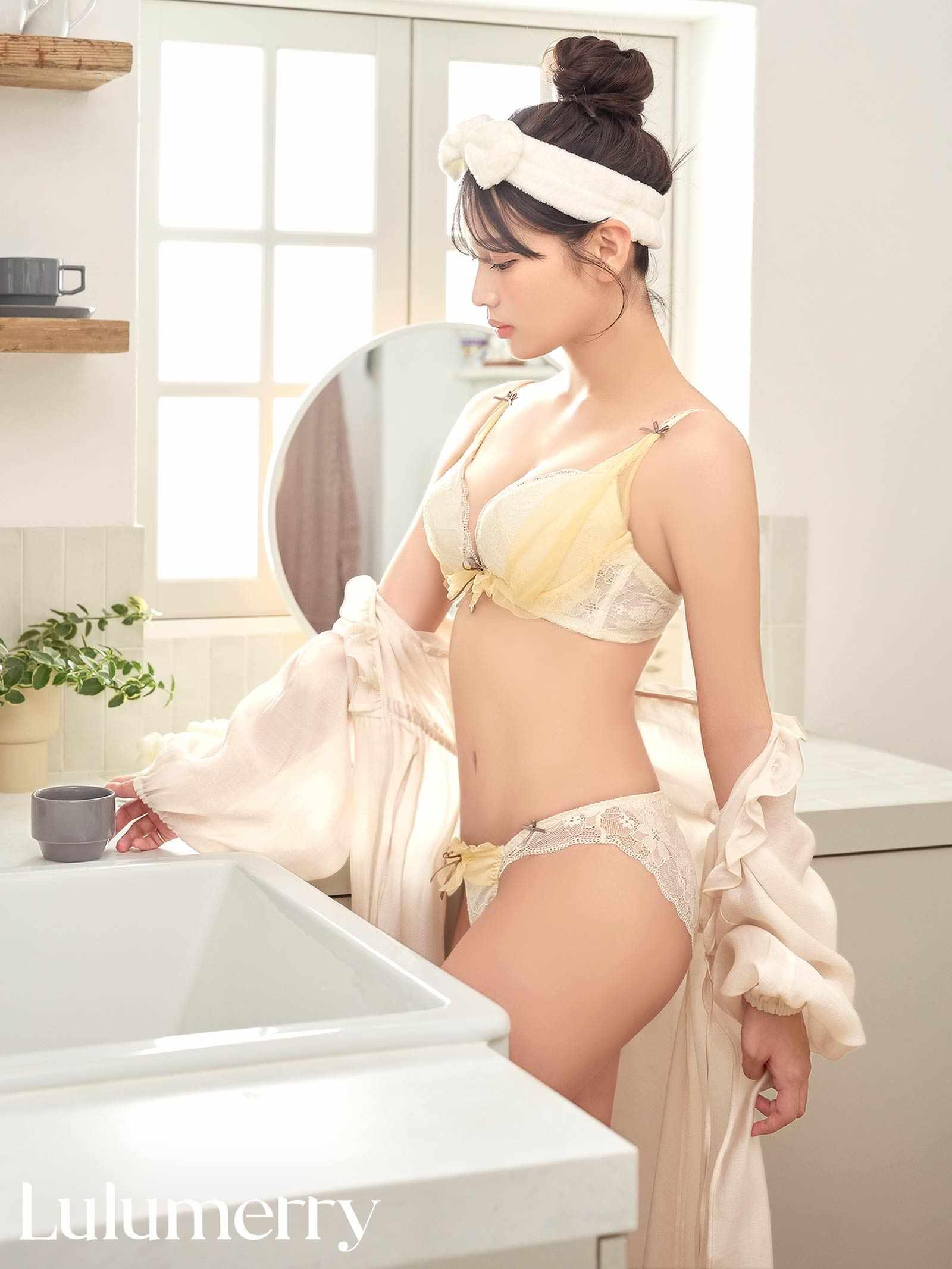 【YouTuberるなプロデュース/Lulumerry】レイヤーシフォンリボン 盛りもっと ブラジャー&ショーツ /アイボリー