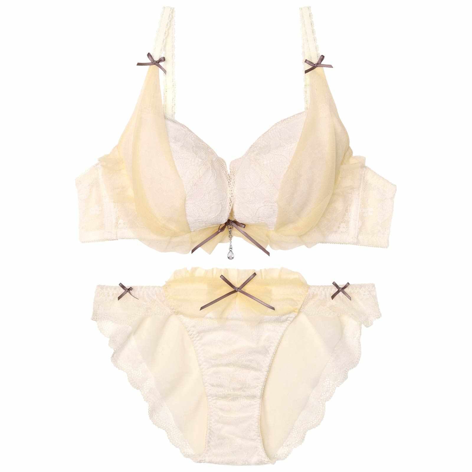 【YouTuber流那プロデュース/Lulumerry】レイヤーシフォンリボン 盛りもっと ブラジャー&ショーツ /アイボリー