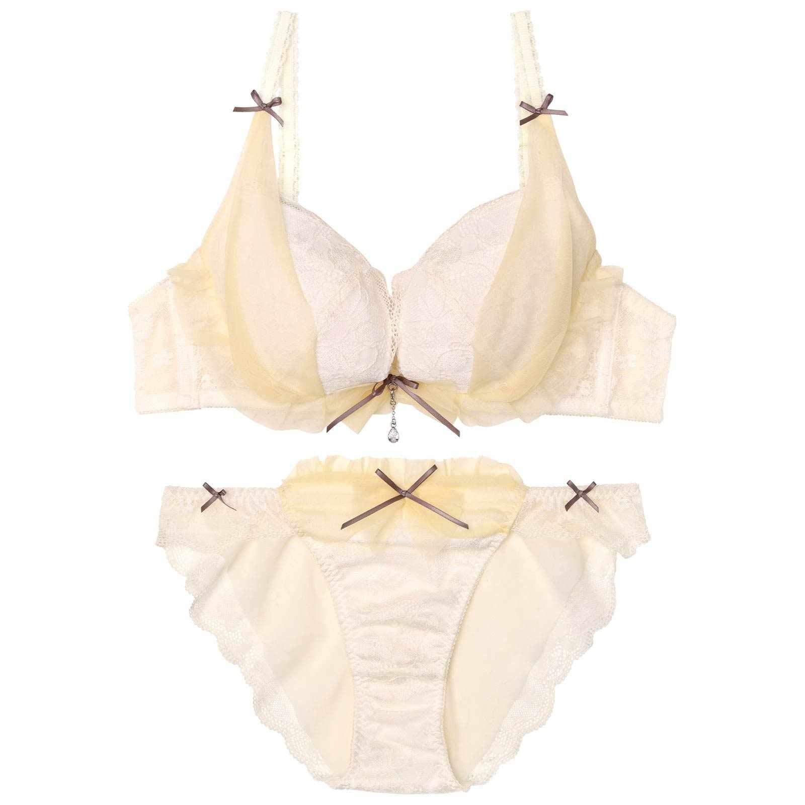 【YouTuber流那プロデュース/Lulumerry】レイヤーシフォンリボン 盛りもっと ブラジャー&ショーツ /アイボリー