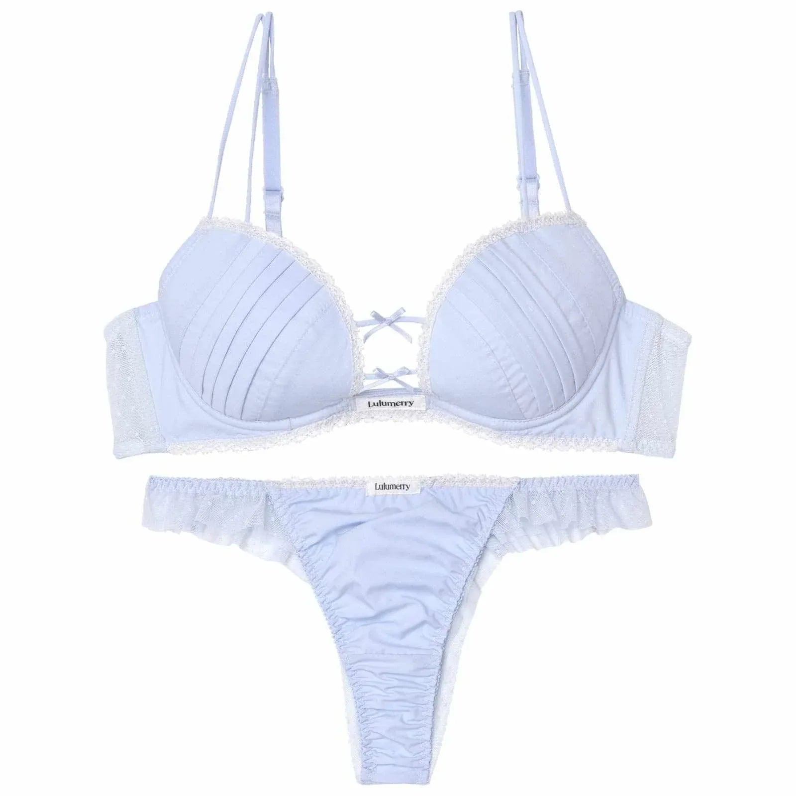 【YouTuber流那プロデュース/Lulumerry】タックシャツ 盛りもっと ブラジャー&ショーツ /サックス