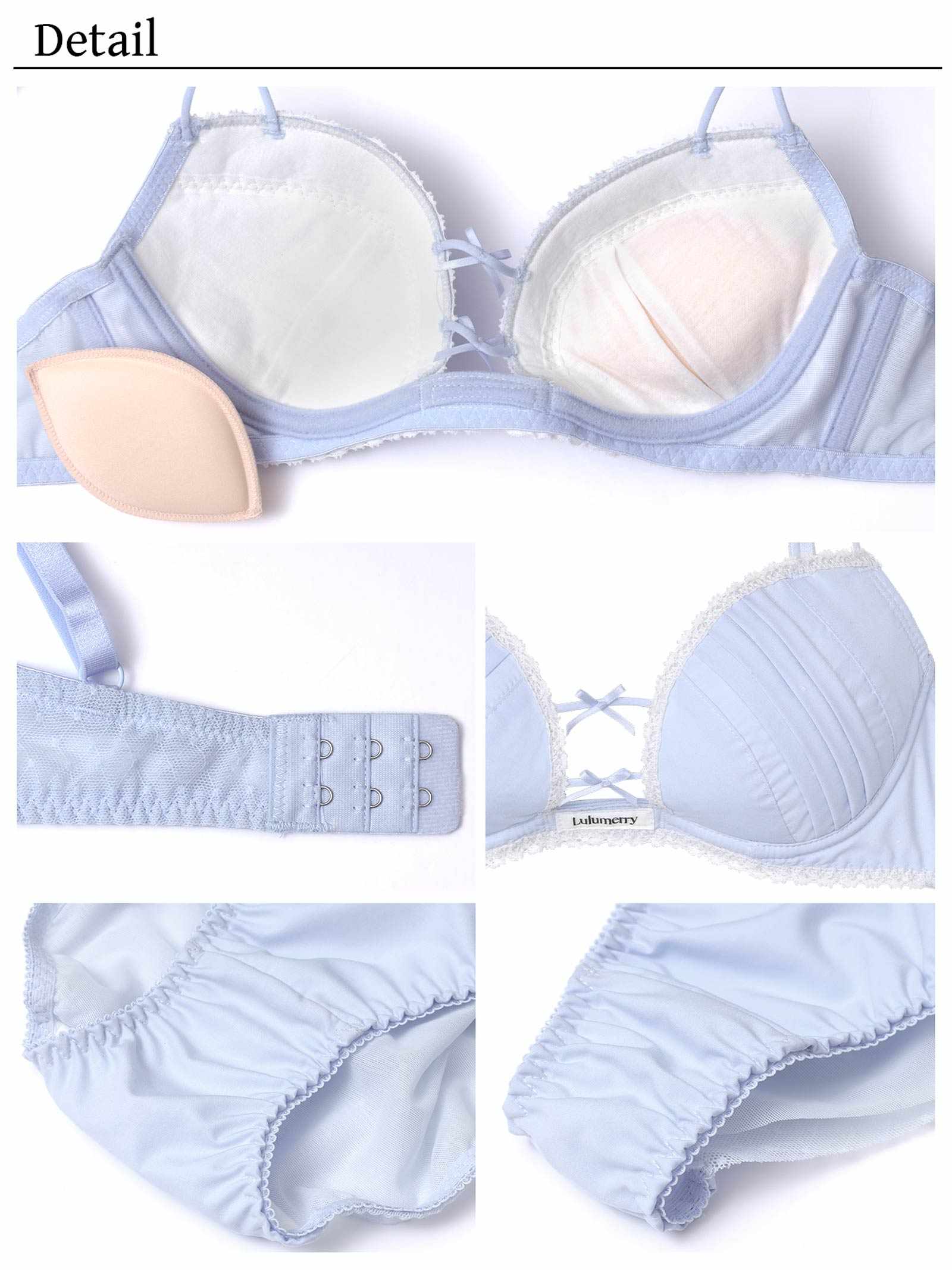 【YouTuberるなプロデュース/Lulumerry】タックシャツ 盛りもっと ブラジャー&ショーツ /サックス