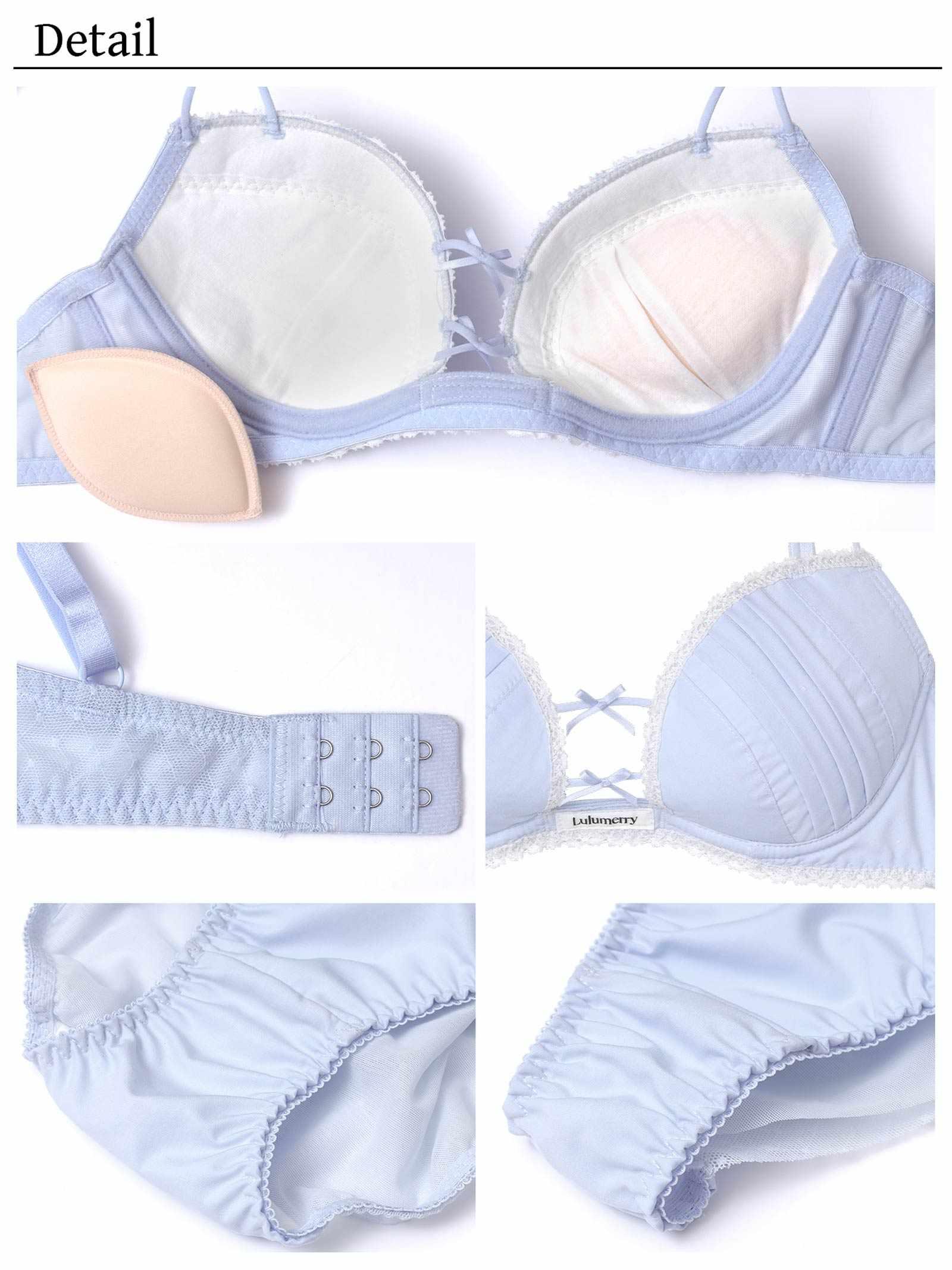 【YouTuberるなプロデュース/Lulumerry】タックシャツ 盛りもっと ブラジャー&ショーツ /サックス
