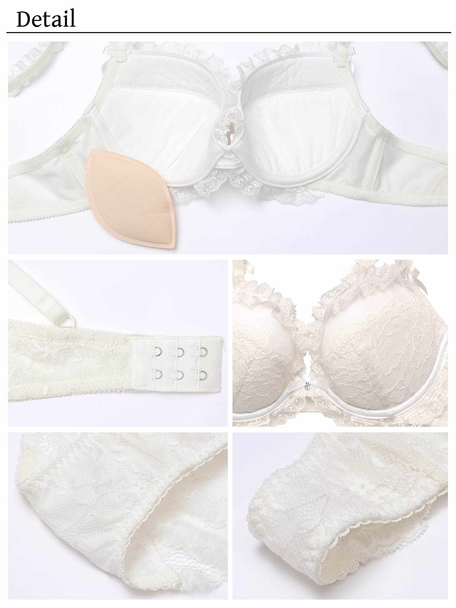 【YouTuberるなプロデュース/Lulumerry】クラシカルレース 盛りもっと ブラジャー&ショーツ /ホワイト