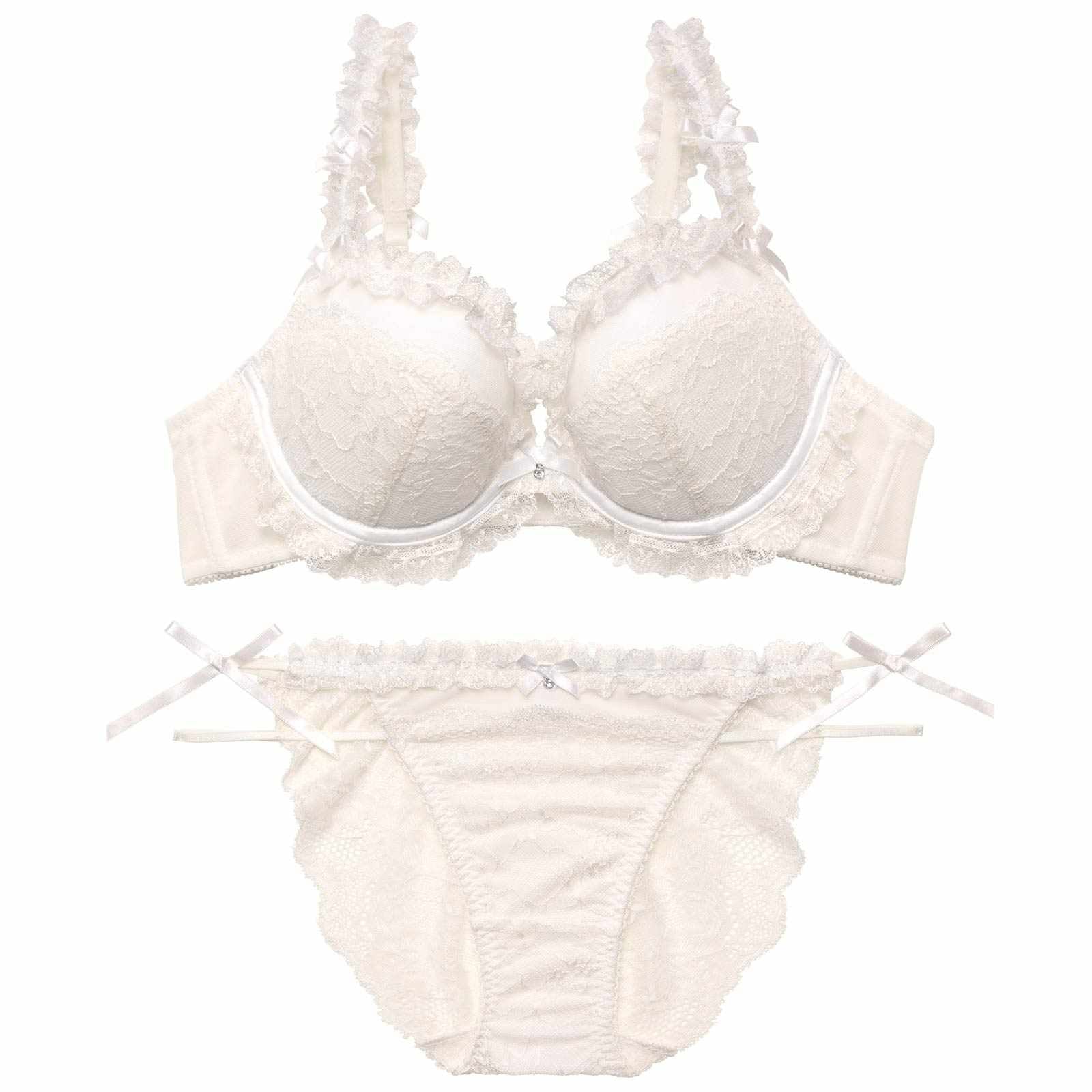 【YouTuber流那プロデュース/Lulumerry】クラシカルレース 盛りもっと ブラジャー&ショーツ /ホワイト