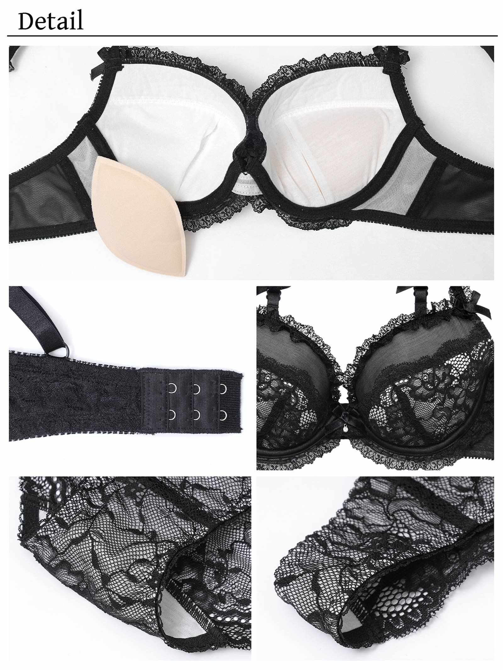 【YouTuberるなプロデュース/Lulumerry】クラシカルレース 盛りもっと ブラジャー&ショーツ /ブラック