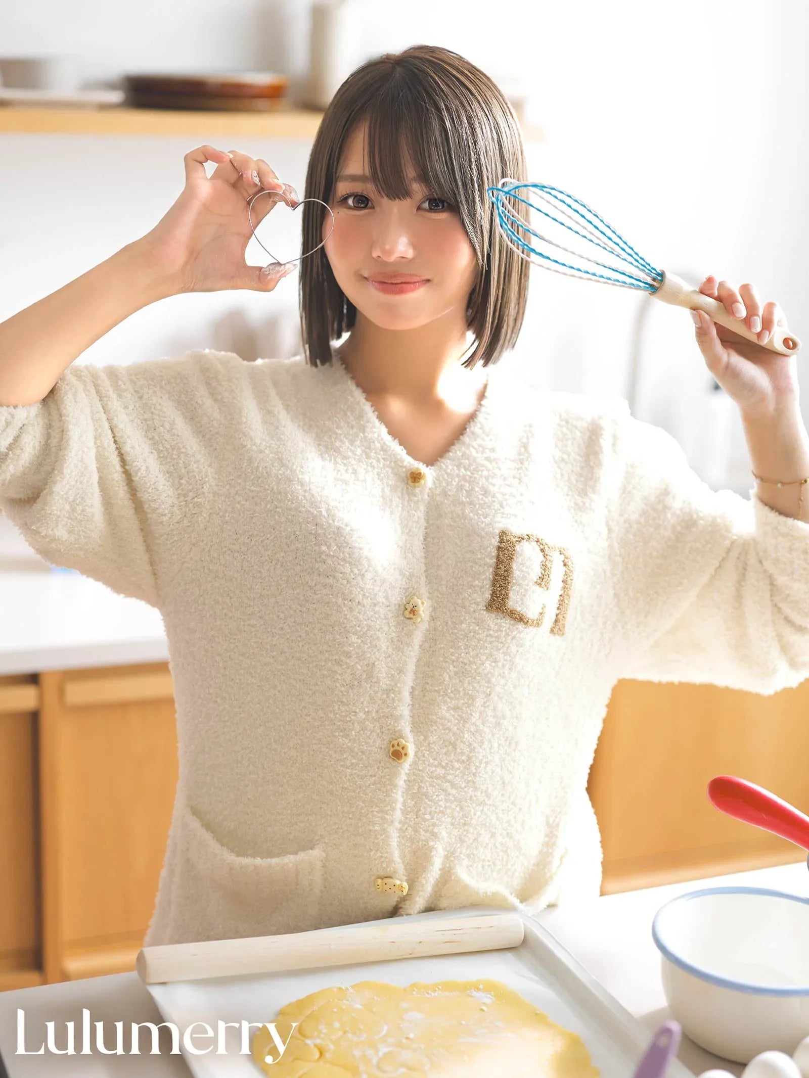 【YouTuber流那プロデュース/Lulumerry】クッキーベア ルームウェア レディーストップス&ショートパンツ&ヘアバンドセット / ホワイトベア(WHITE) - 【公式】247Lingerie