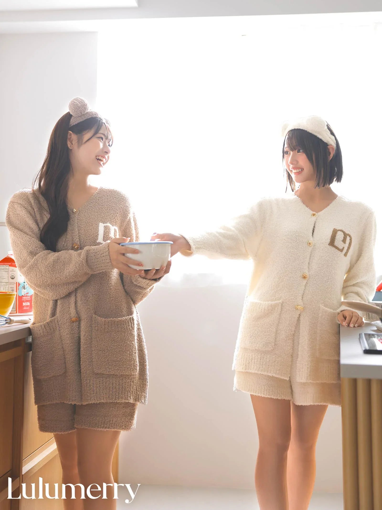 【YouTuber流那プロデュース/Lulumerry】クッキーベア ルームウェア レディーストップス&ショートパンツ&ヘアバンドセット / ホワイトベア(WHITE) - 【公式】247Lingerie