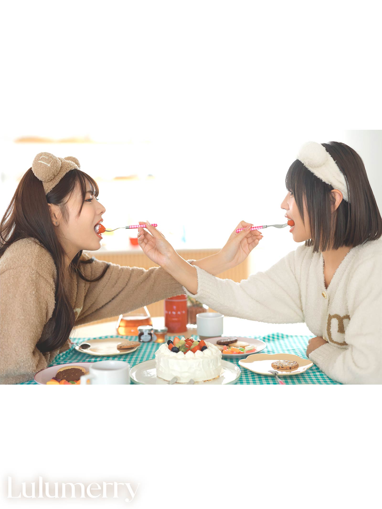 【YouTuber流那プロデュース/Lulumerry】クッキーベア ルームウェア レディーストップス&ショートパンツ&ヘアバンドセット / ホワイトベア(WHITE)