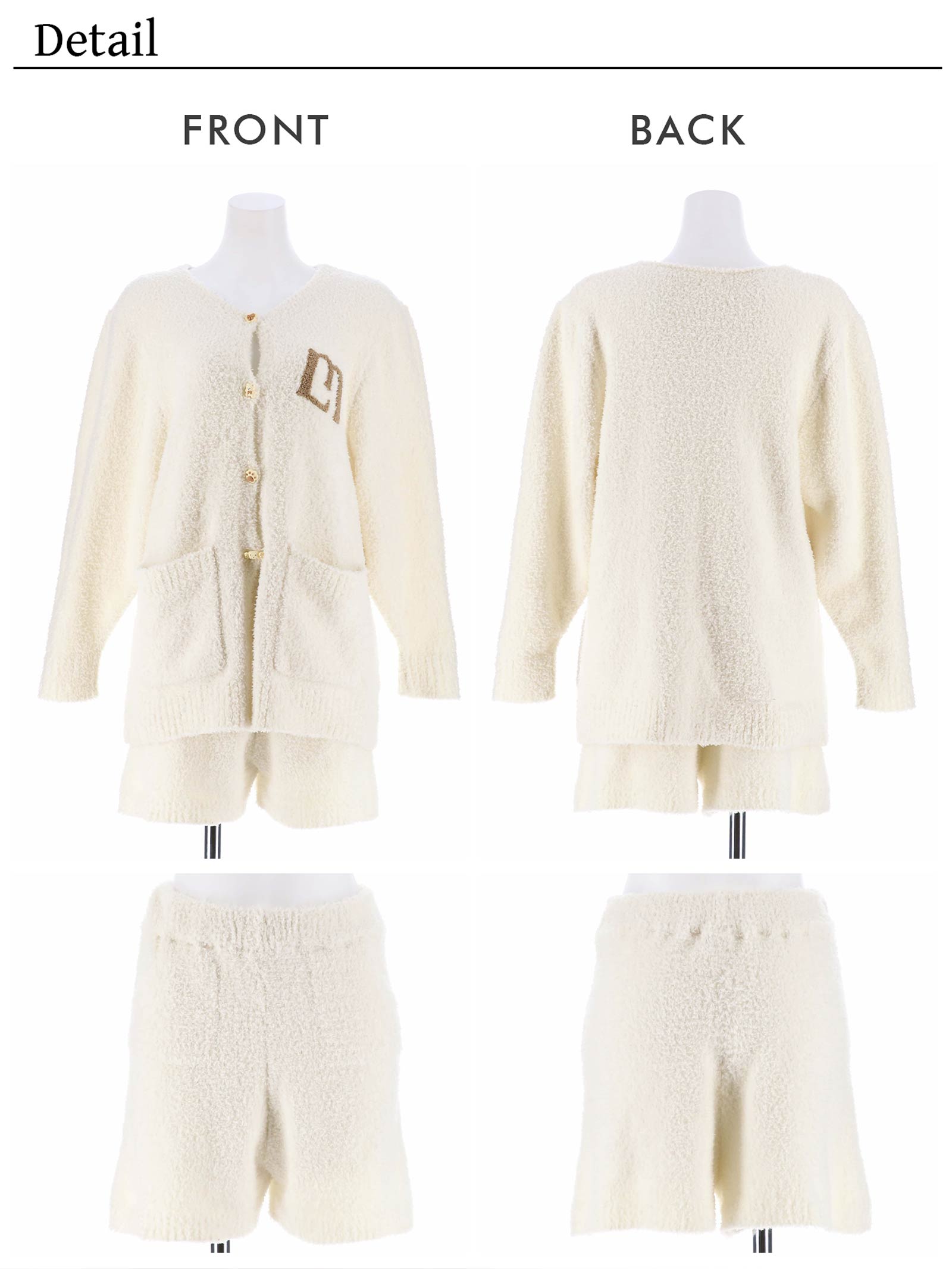 【YouTuber流那プロデュース/Lulumerry】クッキーベア ルームウェア レディーストップス&ショートパンツ&ヘアバンドセット / ホワイトベア(WHITE)