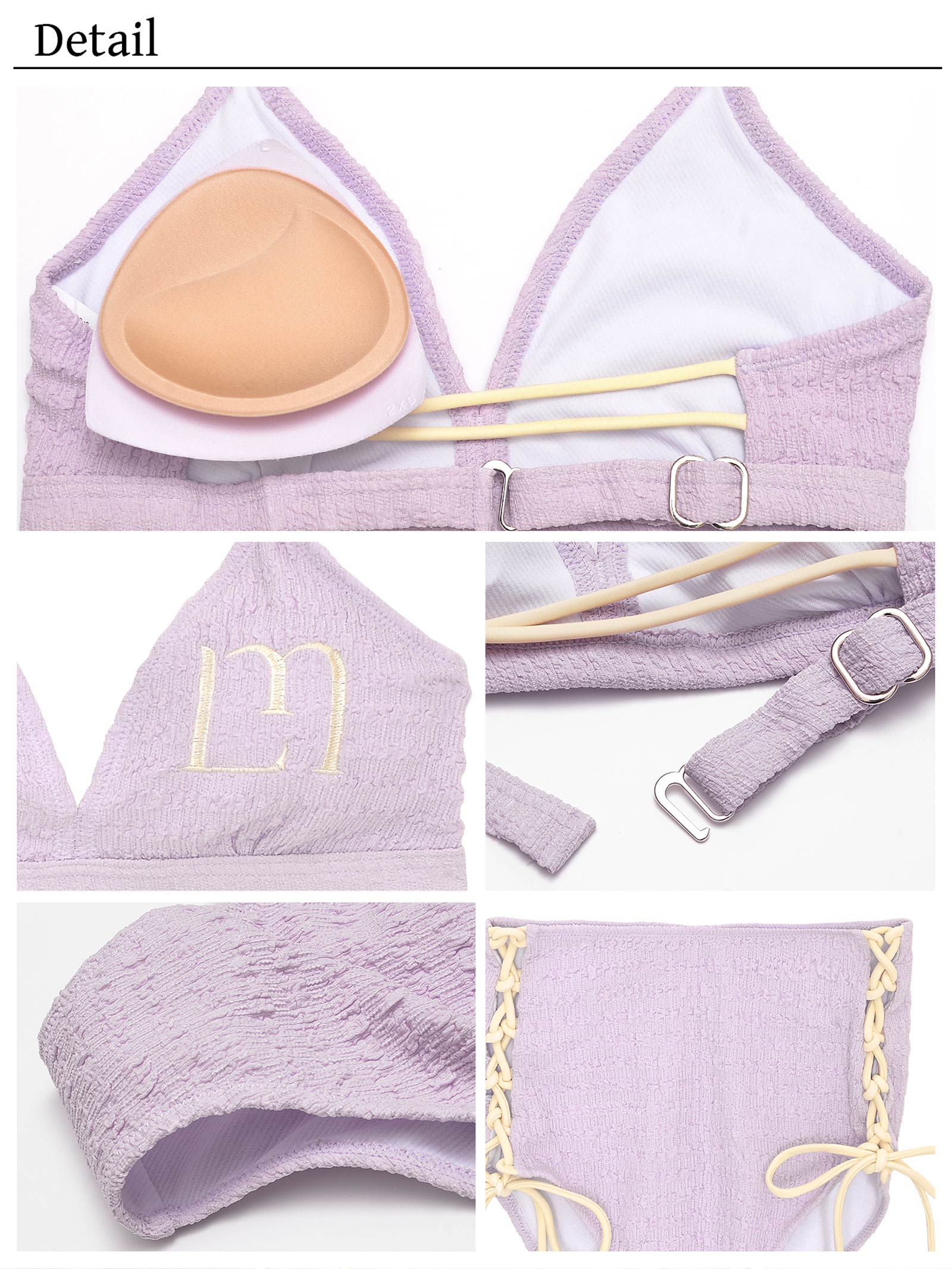 【YouTuber琉那プロデュース/Lulumerry】 モノグラムバイカラーホルタービキニ/水着/ラベンダー