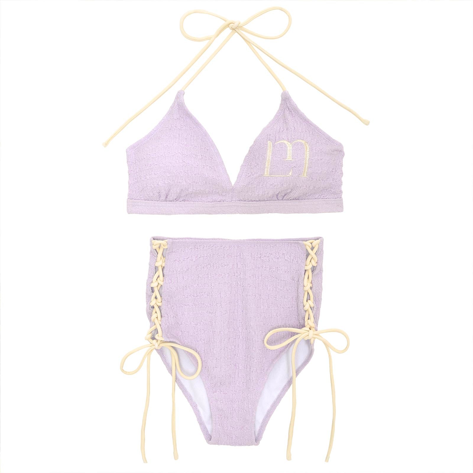 【YouTuber琉那プロデュース/Lulumerry】 モノグラムバイカラーホルタービキニ/水着/ラベンダー