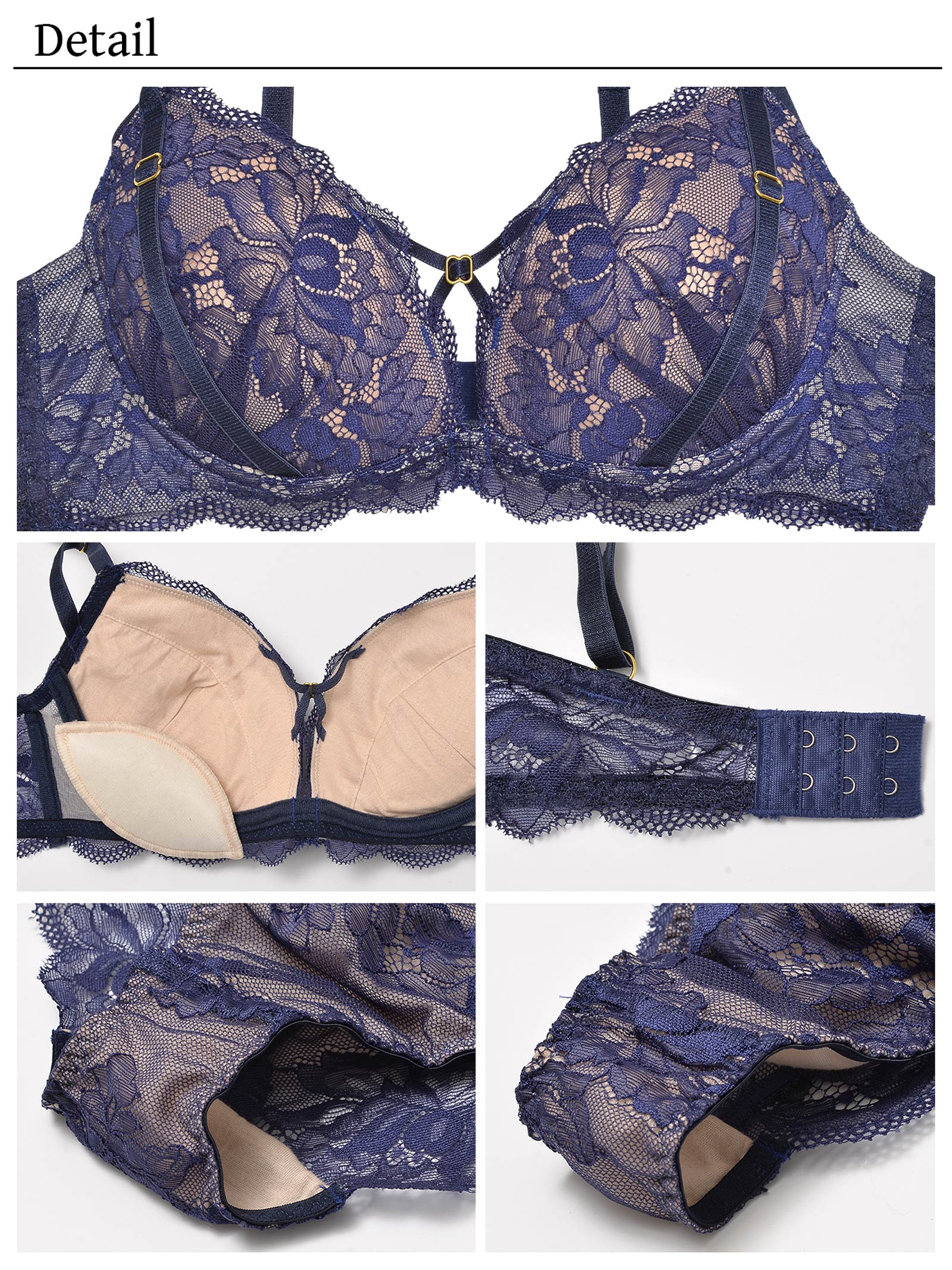 【YouTuber流那プロデュース/Lulumerry】レーシークロス 盛りもっと ブラジャー&ショーツ / ネイビー