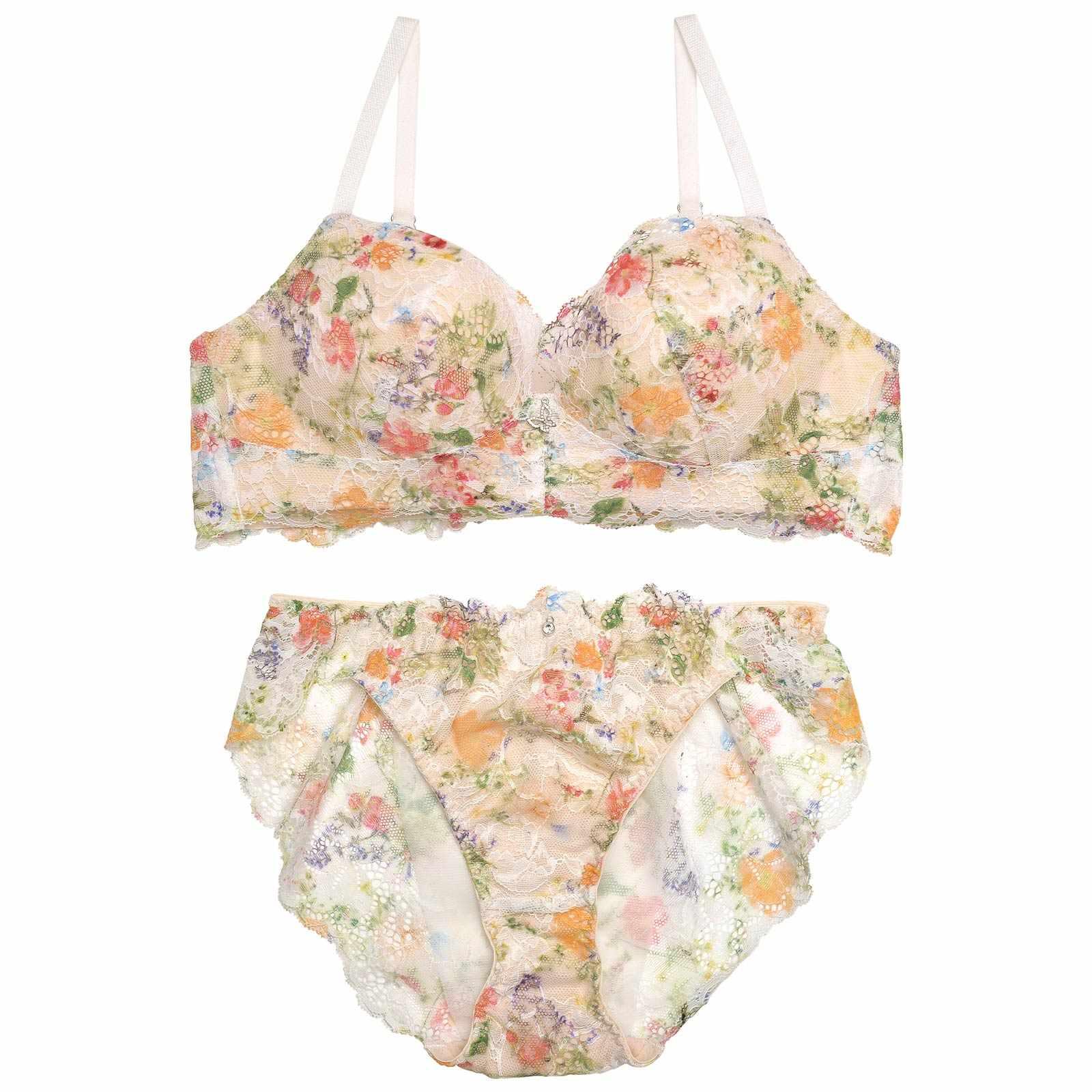 【YouTuber流那プロデュース/Lulumerry】マルチフラワー まんま”るな” ブラジャー&ショーツ / ホワイト - 【公式】247Lingerie