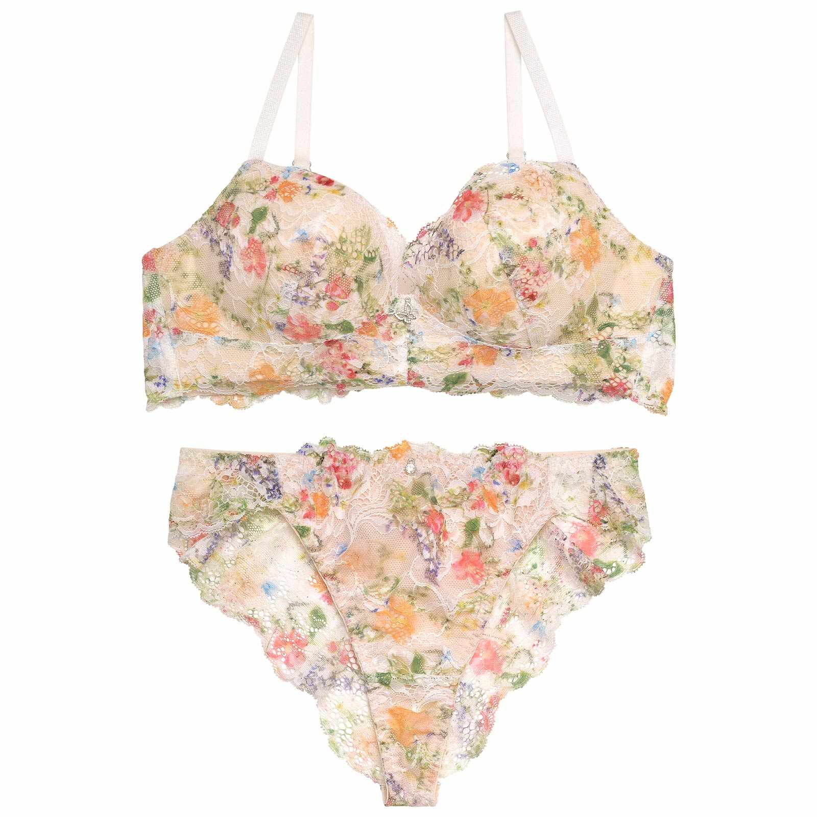 【YouTuber流那プロデュース/Lulumerry】マルチフラワー まんま”るな” ブラジャー&ショーツ / ホワイト