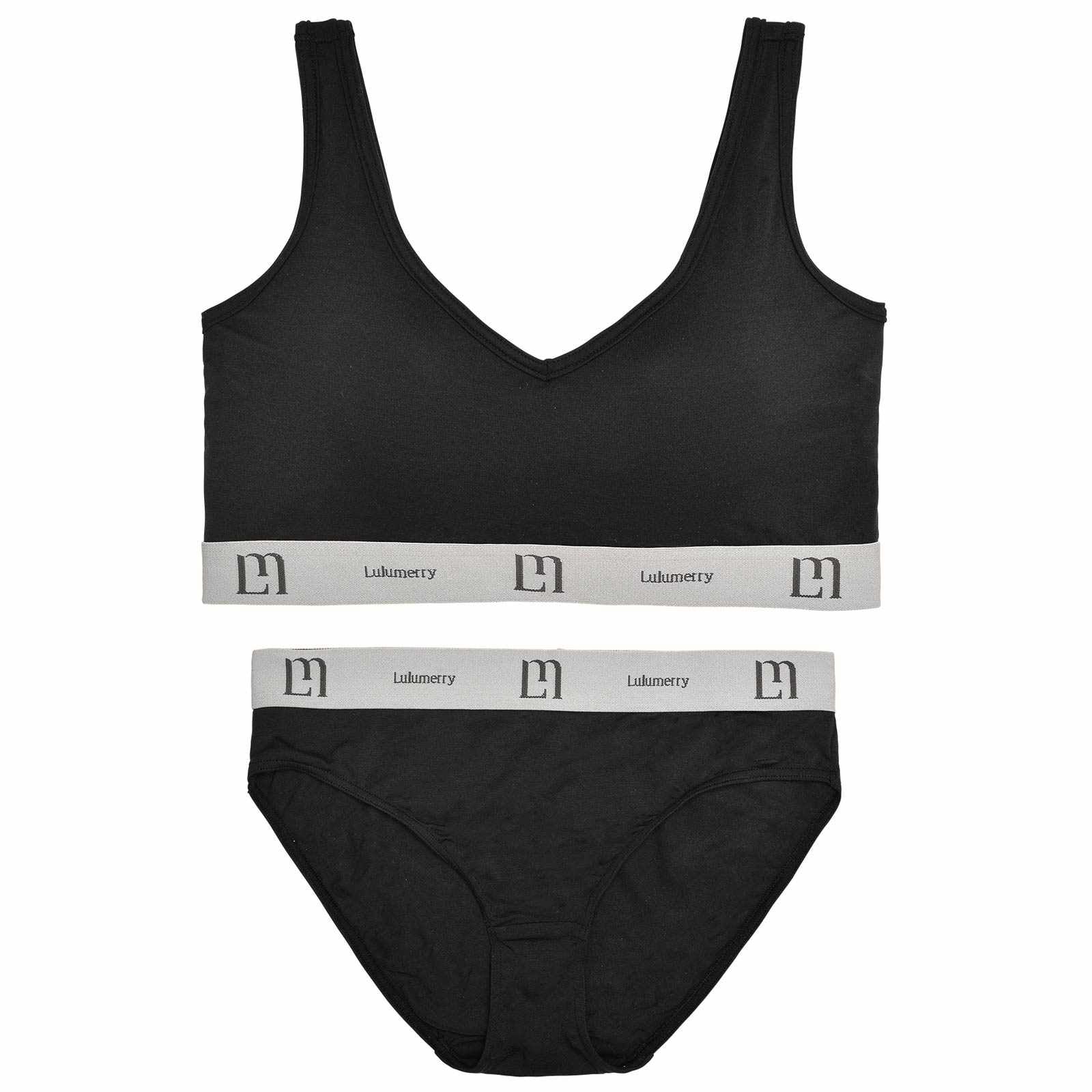 【YouTuber流那プロデュース/Lulumerry】モノグラムロゴ まんま”るな” ブラジャー&ショーツ / ブラック
