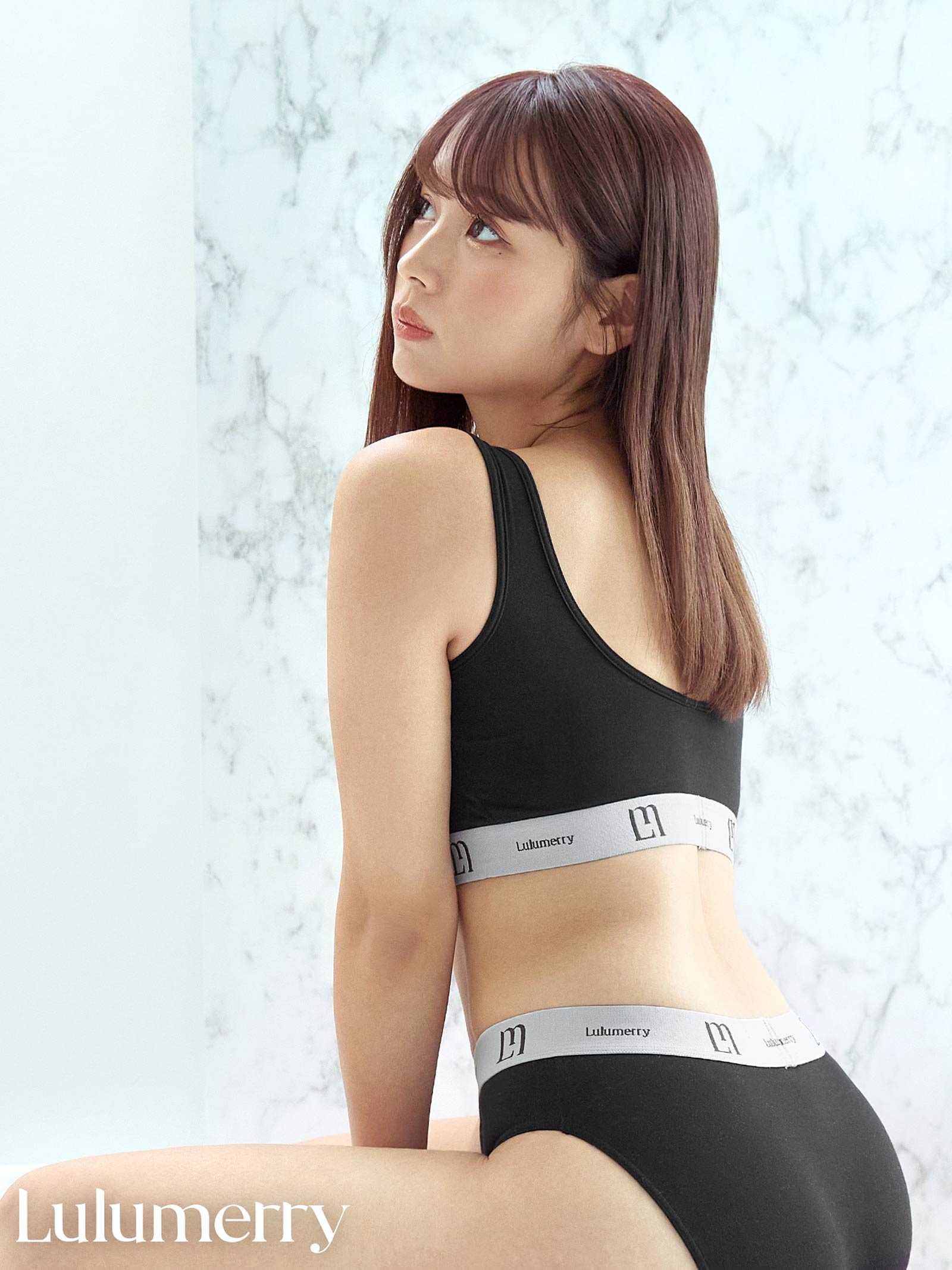 【YouTuber流那プロデュース/Lulumerry】モノグラムロゴ まんま”るな” ブラジャー&ショーツ / ブラック