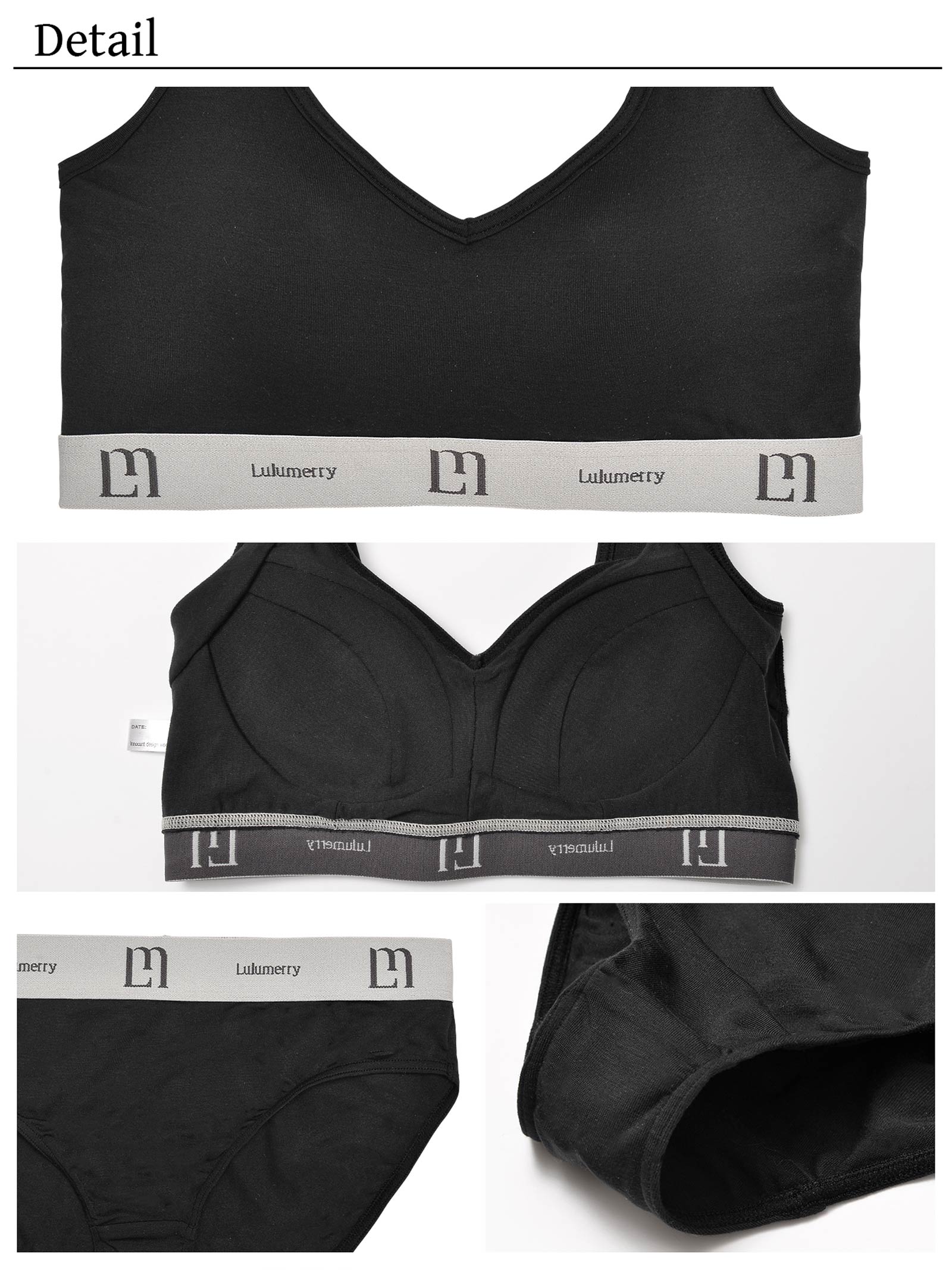 【YouTuber流那プロデュース/Lulumerry】モノグラムロゴ まんま”るな” ブラジャー&ショーツ / ブラック