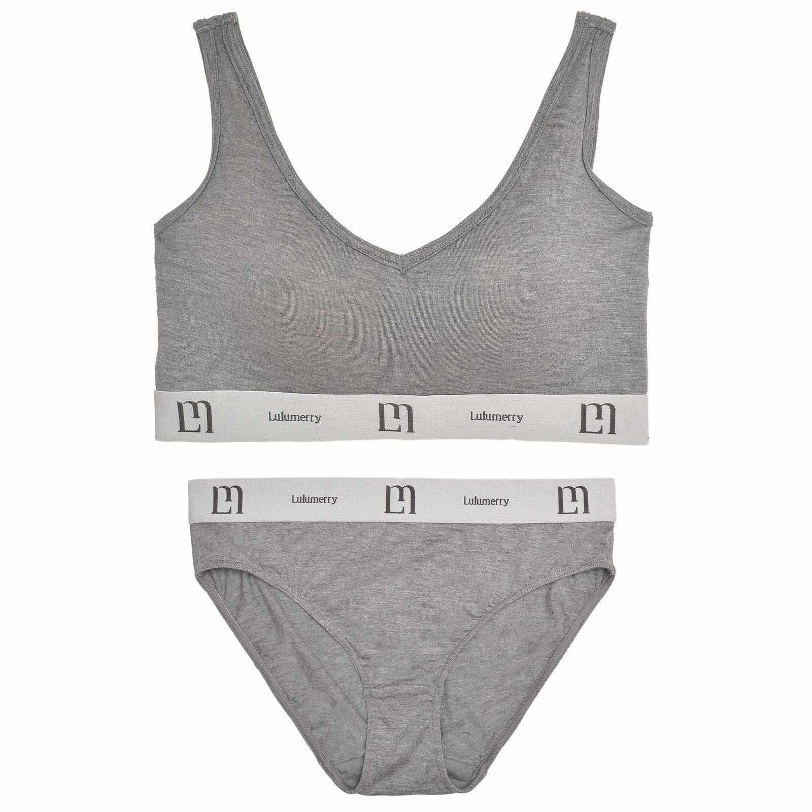 【YouTuber流那プロデュース/Lulumerry】モノグラムロゴ まんま”るな” ブラジャー&ショーツ / グレー - 【公式】247Lingerie